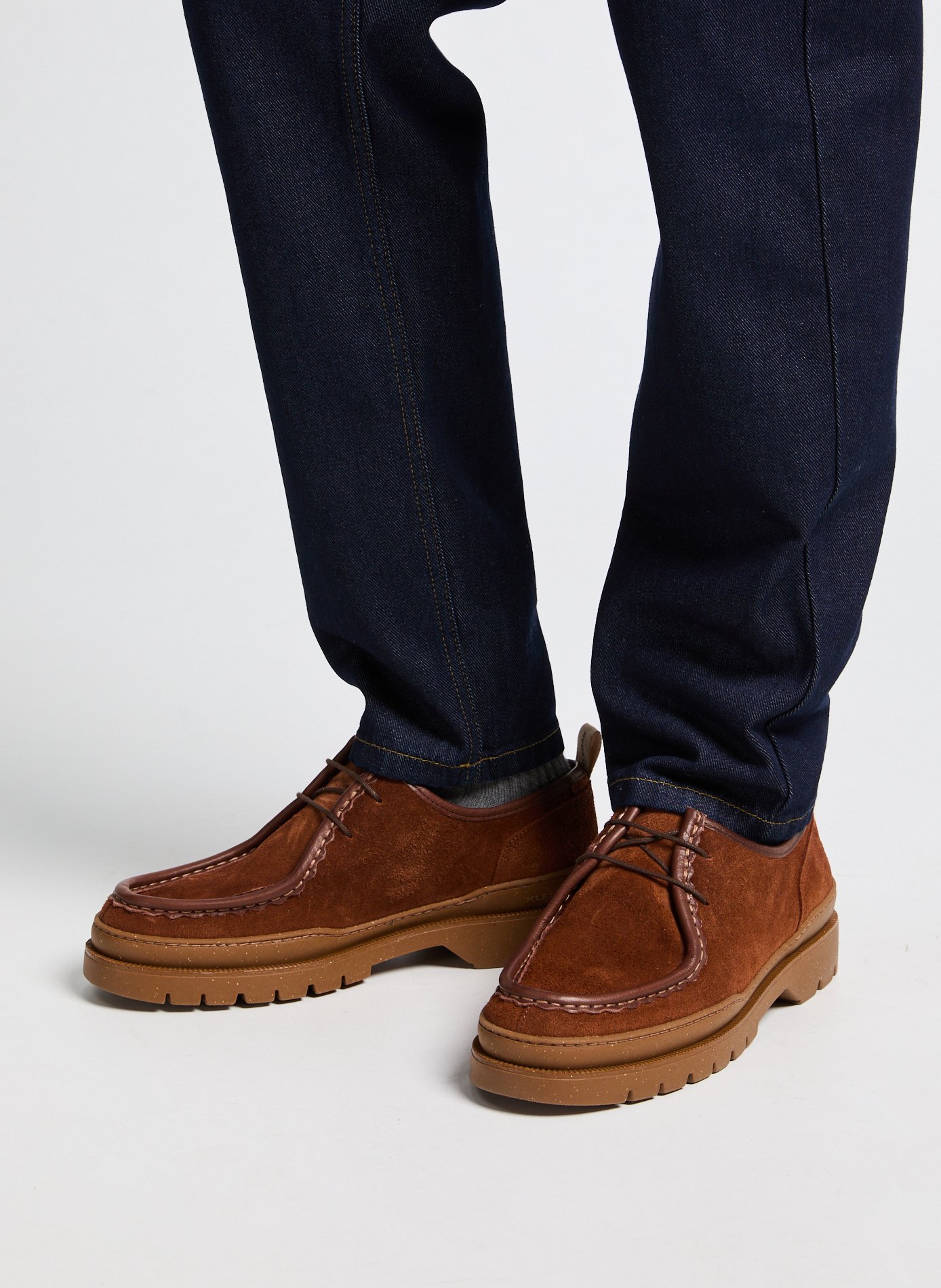 Calfskin leather lace-up loafers KLEMAN Brown