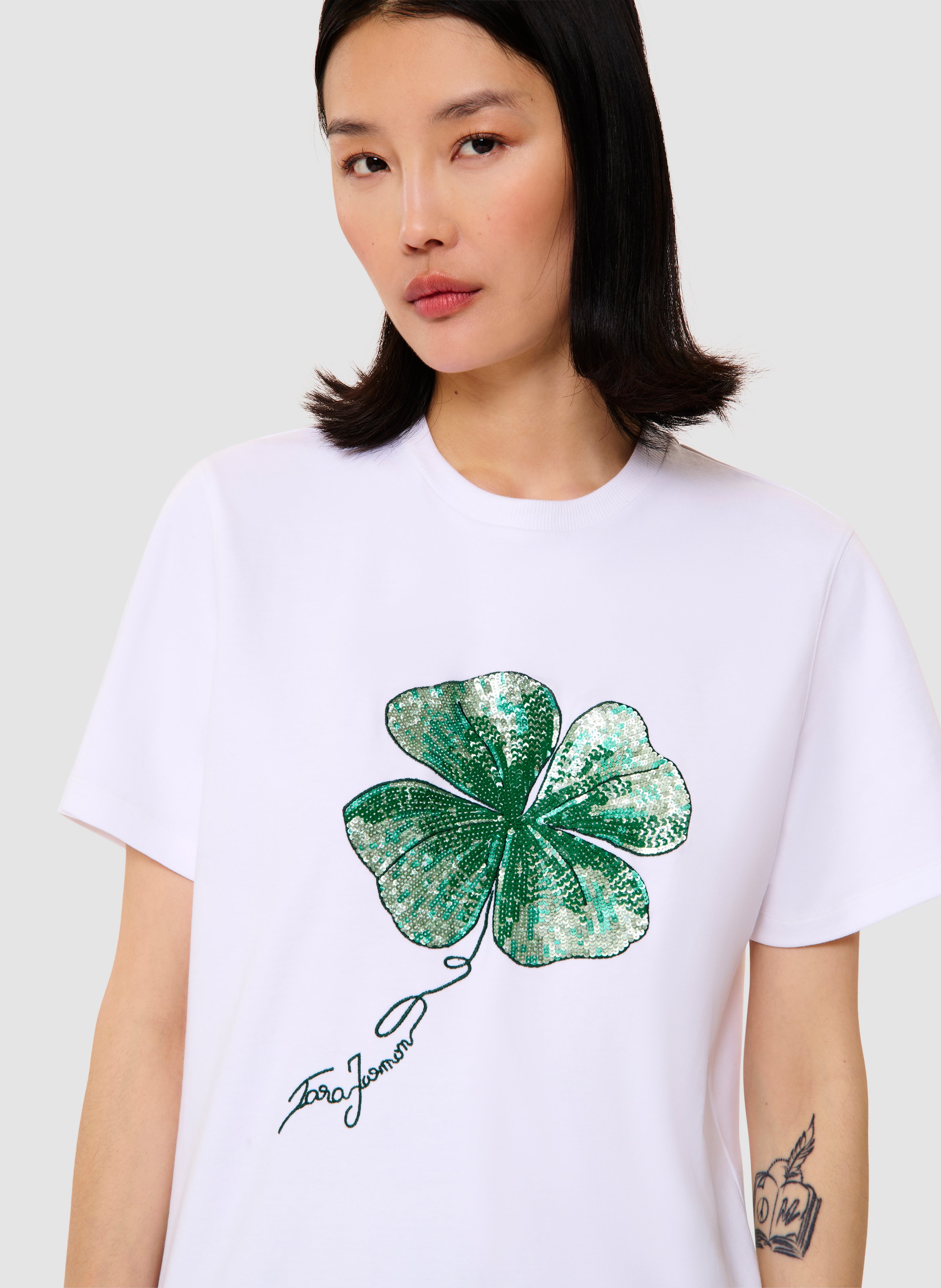 T-shirt tara clover TARA JARMON Blanc