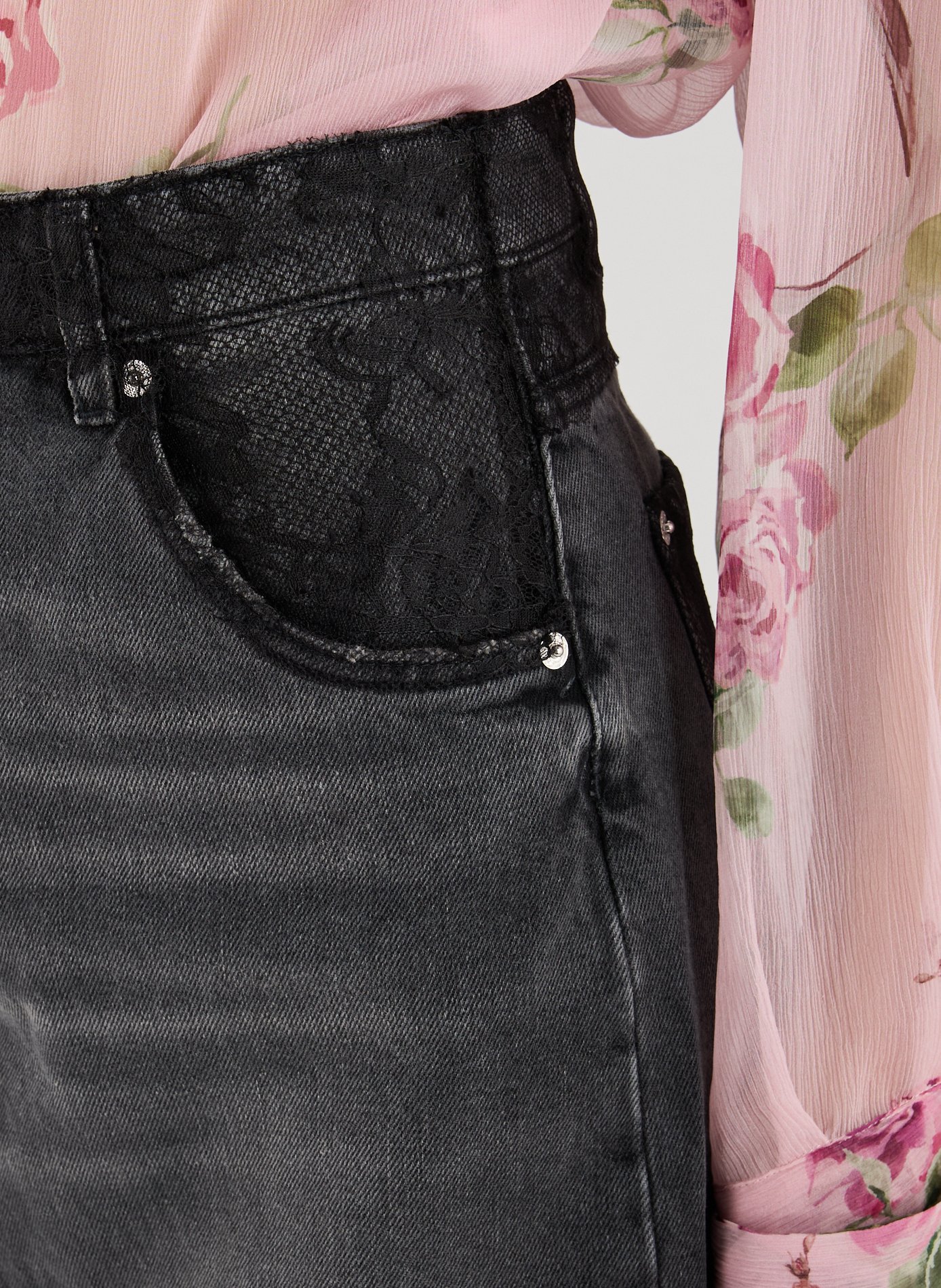 Jeans large bi-matière en coton BLUMARINE Bleu