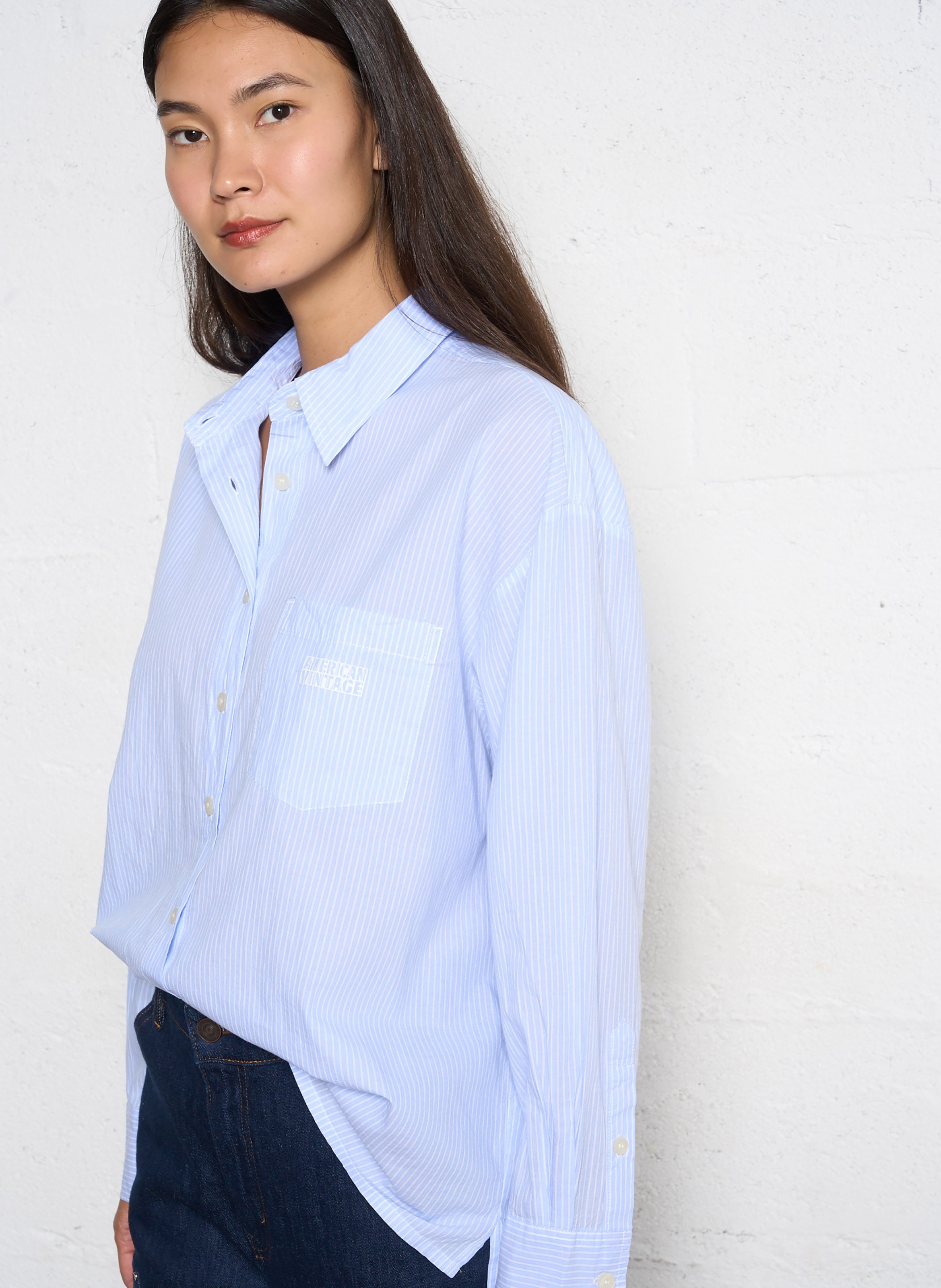 Chemise droite col classique en coton eluabird AMERICAN VINTAGE Bleu