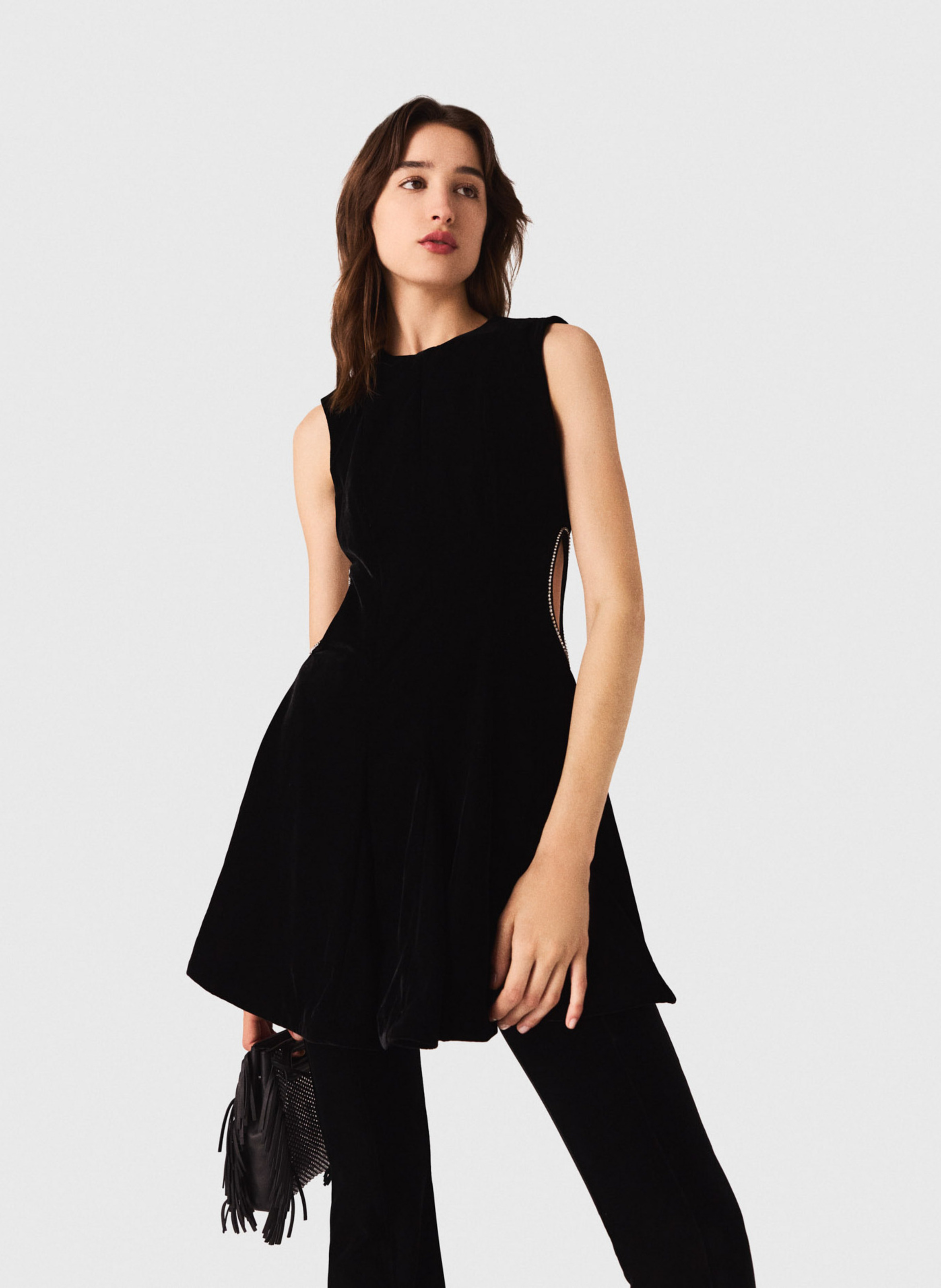 Robe courte évasée col rond MAJE Noir