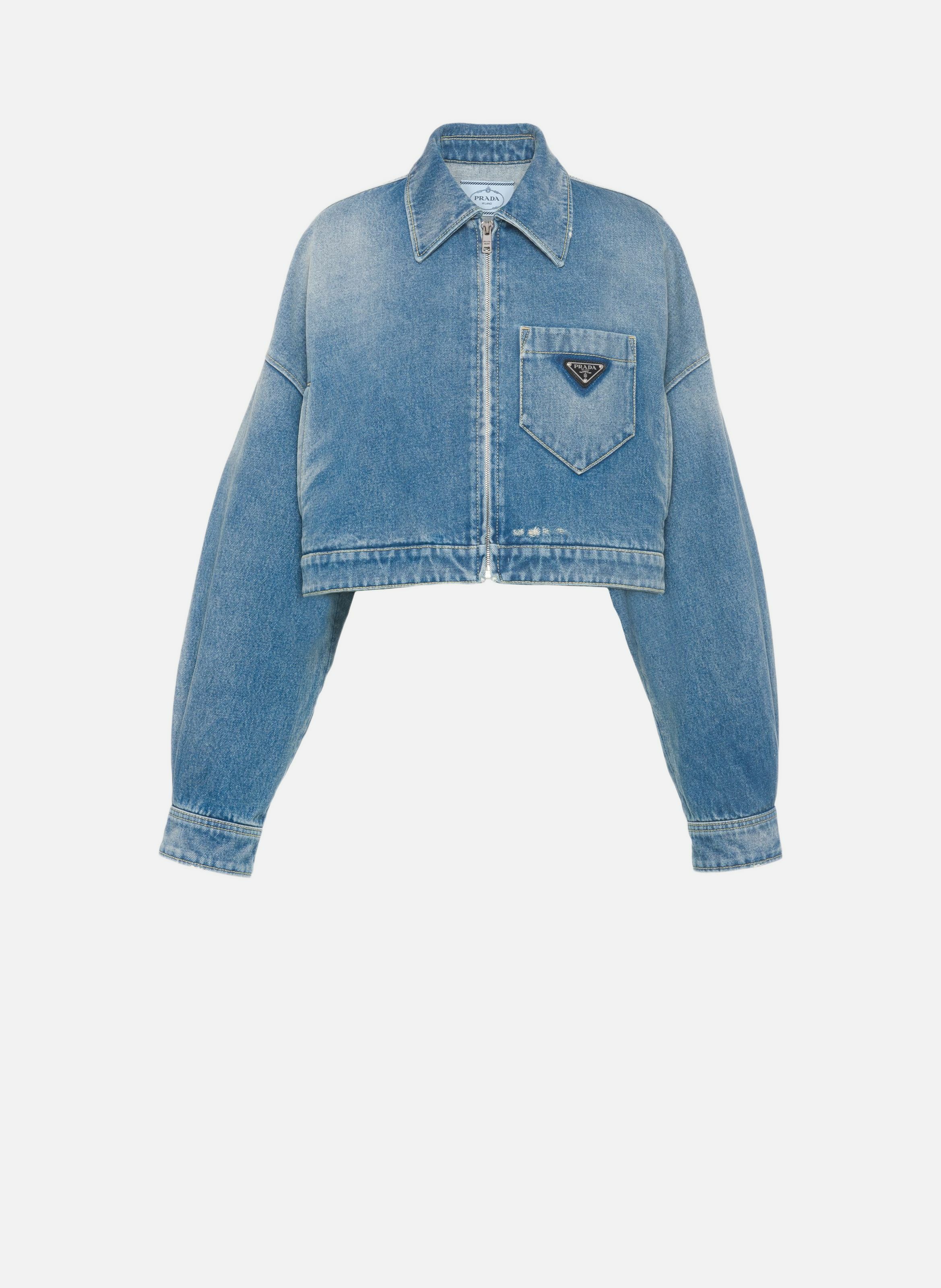 Veste courte en denim bio PRADA Bleu
