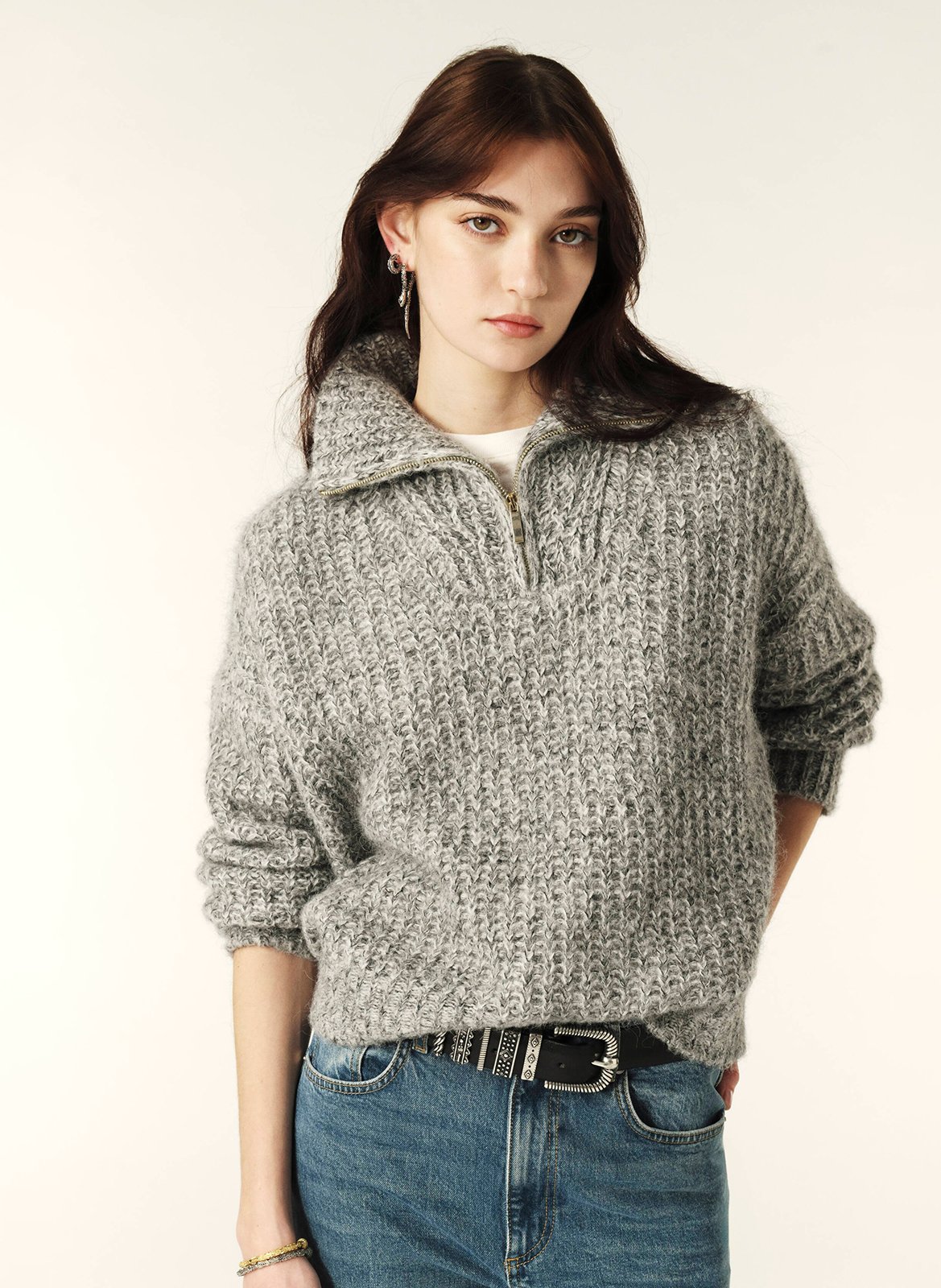 Pull col montant en laine mélangée baltan BA&SH Noir