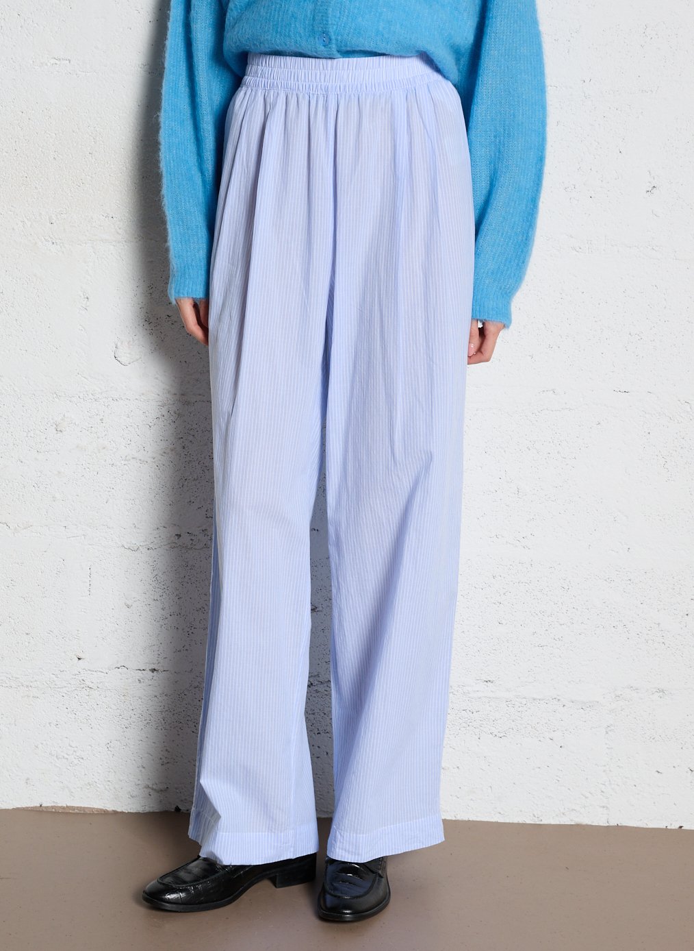 Pantalon droit taille haute à rayures eluabird AMERICAN VINTAGE Bleu