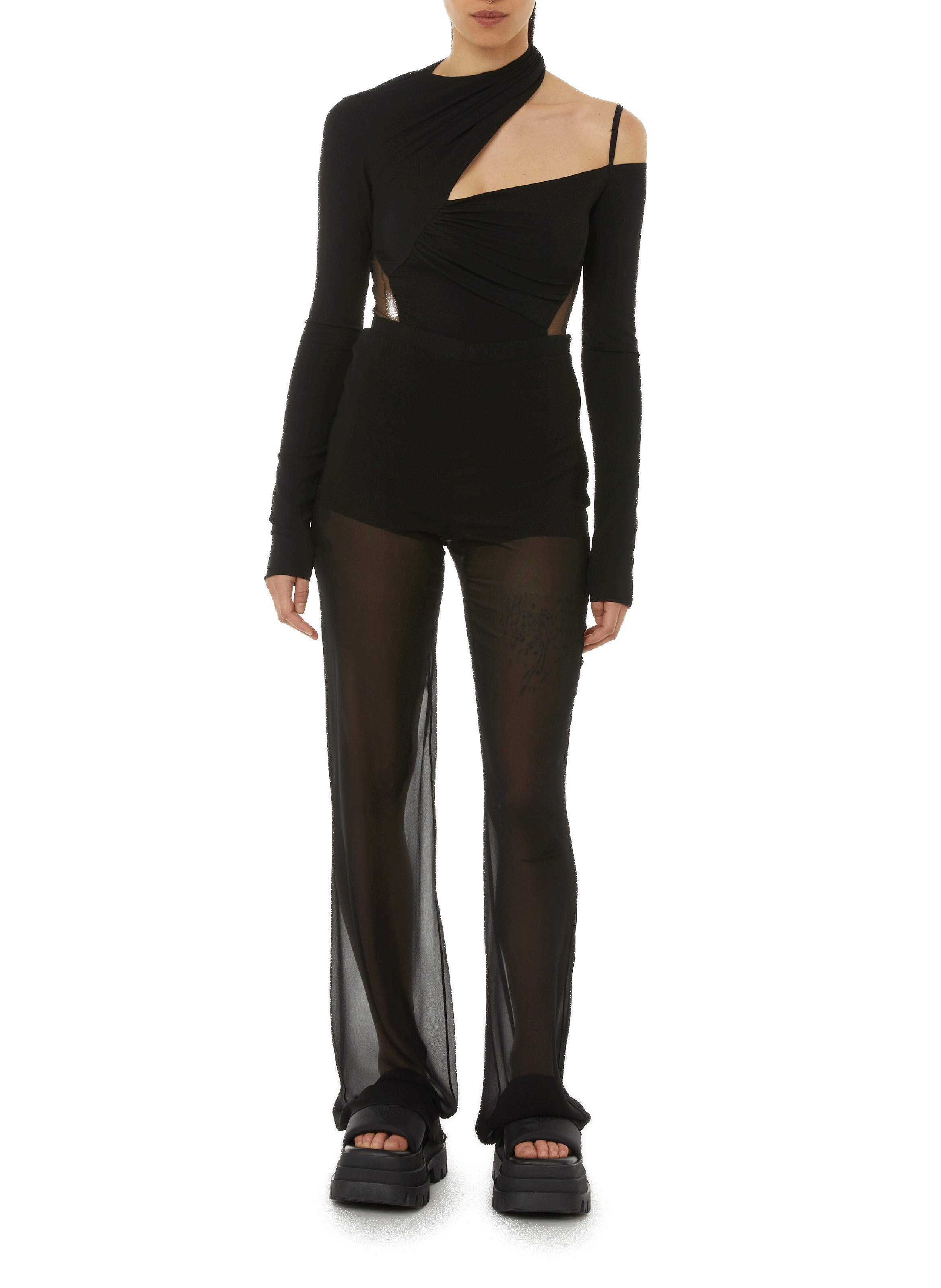 Pantalon flare en soie NENSI DOJAKA Noir