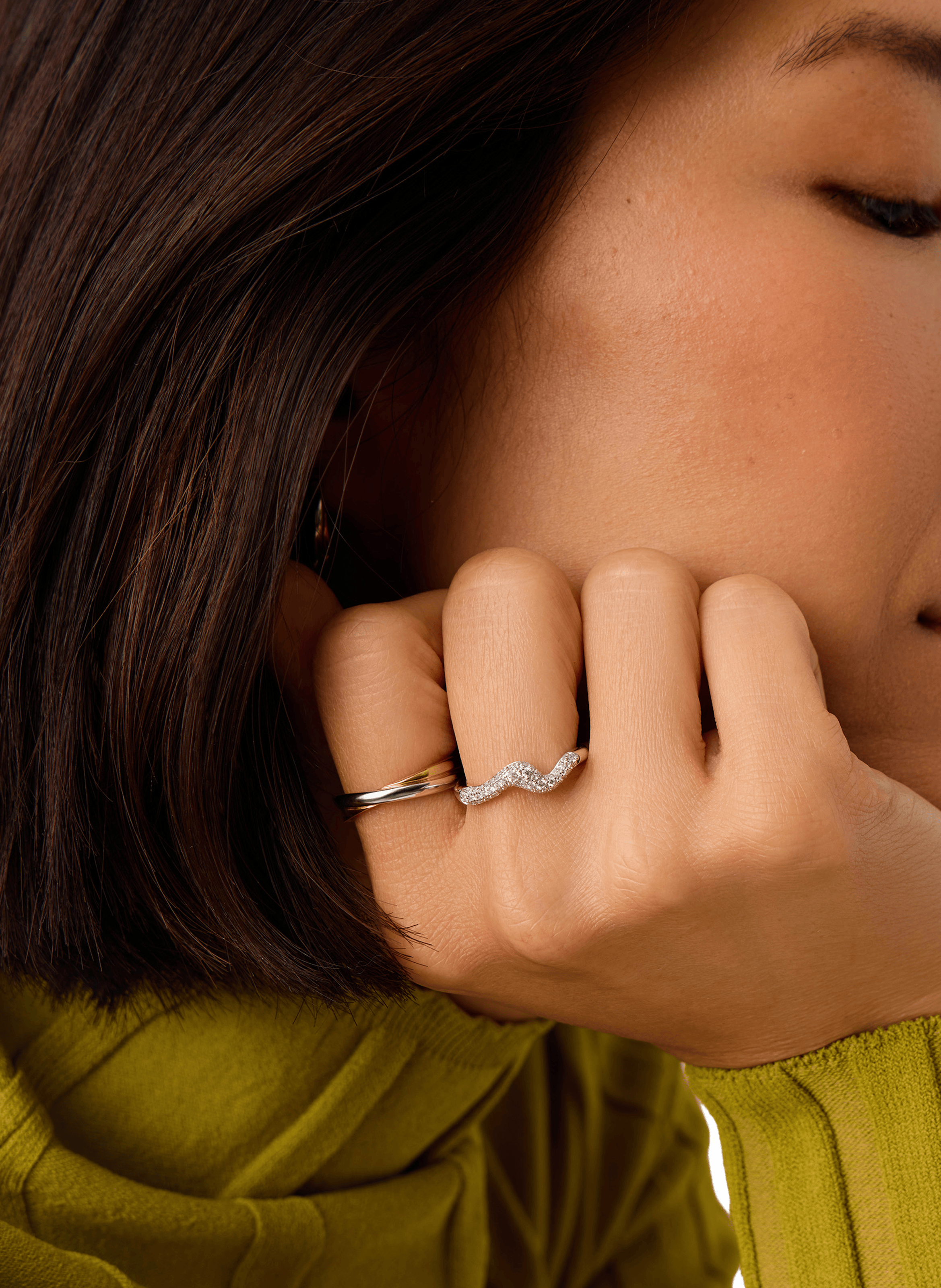 Wave Ring Molten Snow in mixed silver MISSOMA Silver