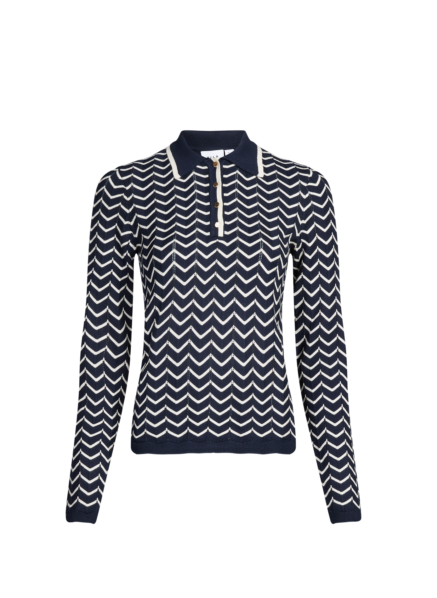 Pull col polo à rayures Viellora VILA Bleu