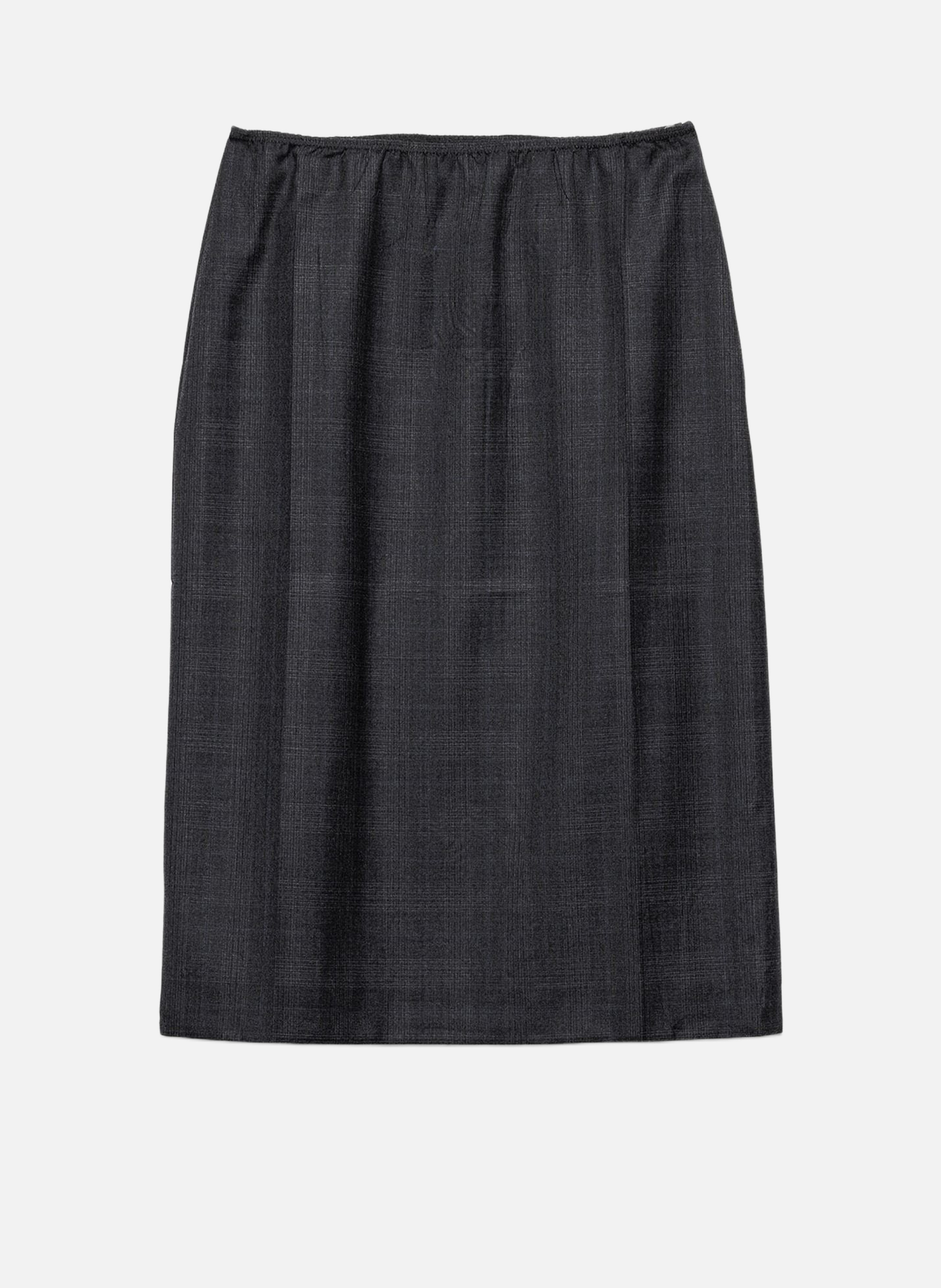 Jupe midi en laine à carreaux PRADA Gris
