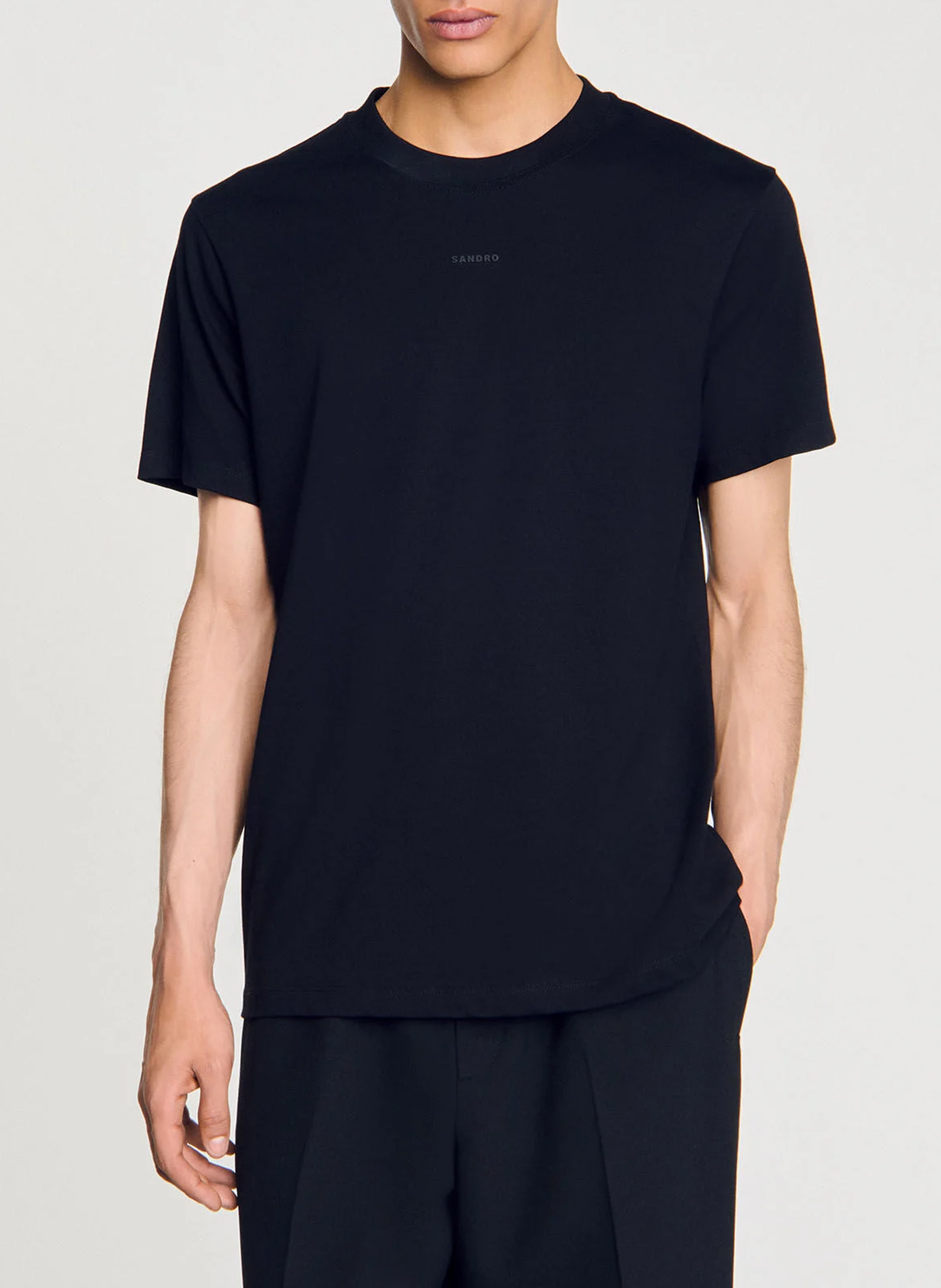 Tee-shirt droit en coton SANDRO Noir