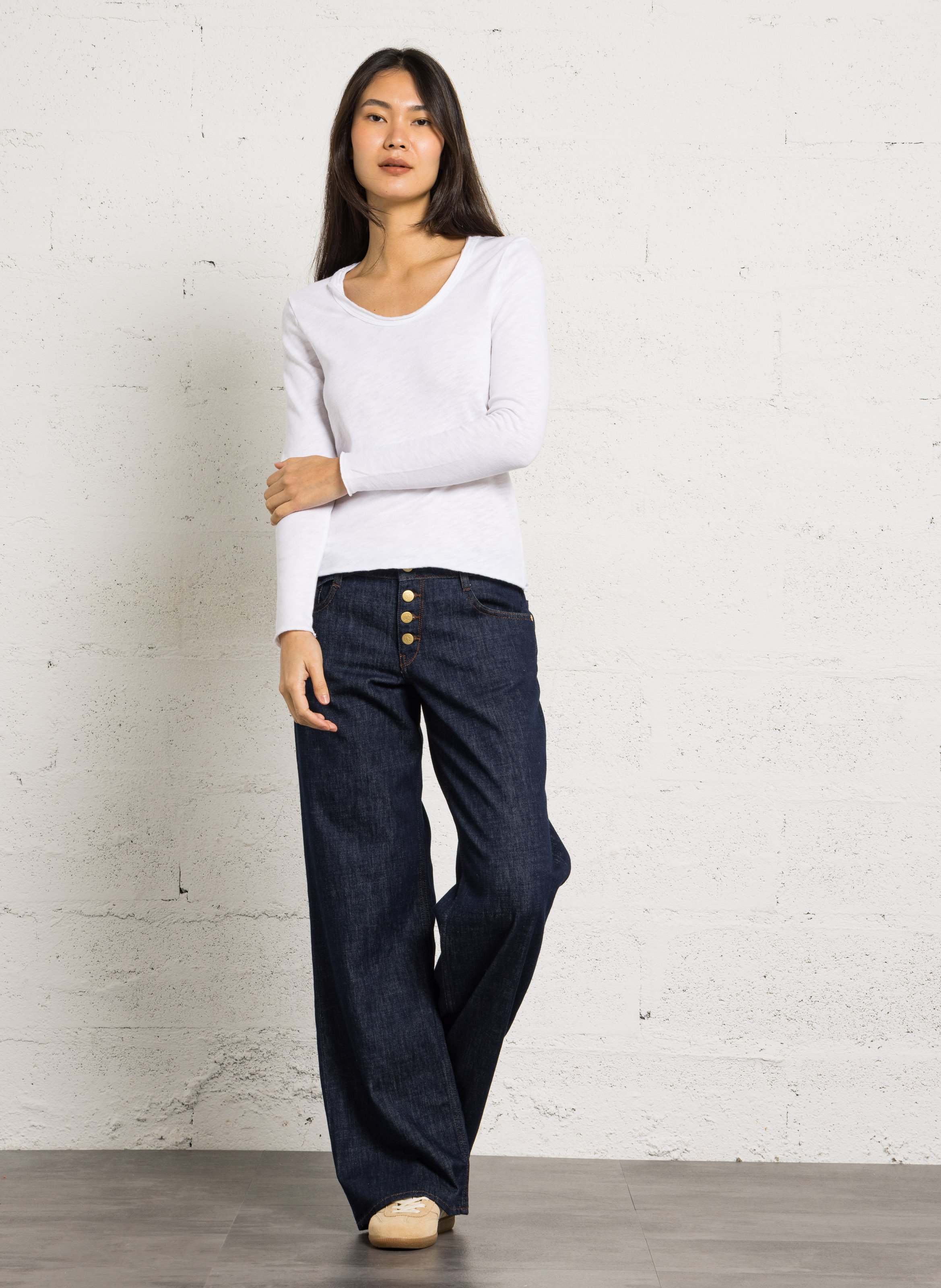 Tee-shirt droit col rond en coton sonoma AMERICAN VINTAGE Blanc