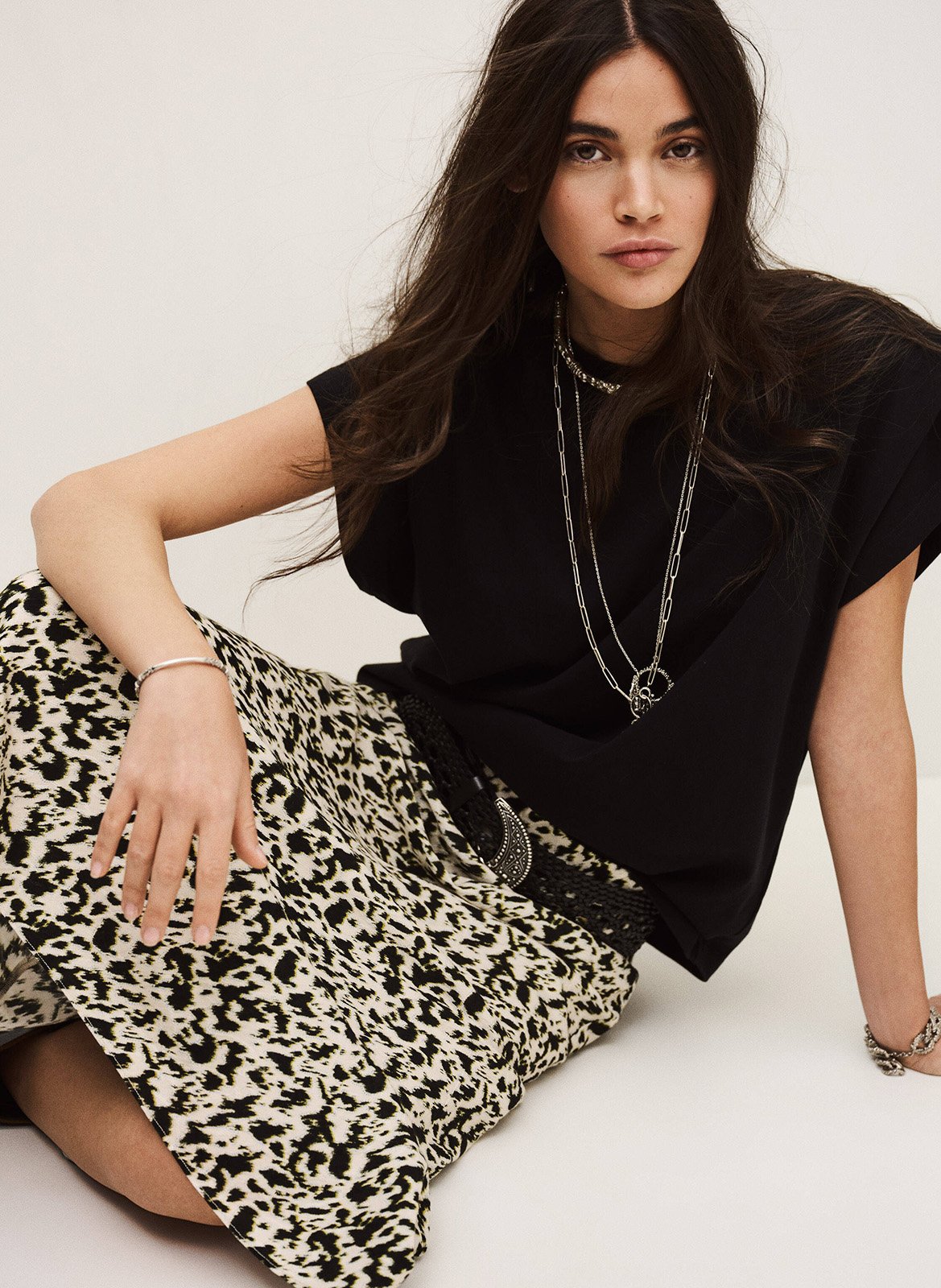 Jupe midi imprimée paena BA&SH Beige