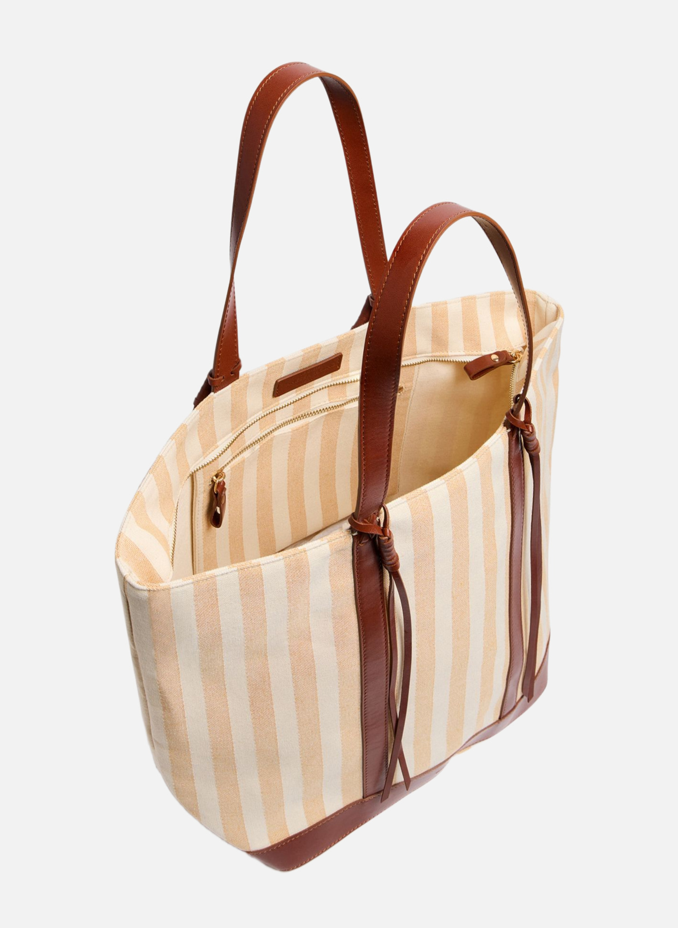 Cabas l en coton rayé VANESSA BRUNO Jaune