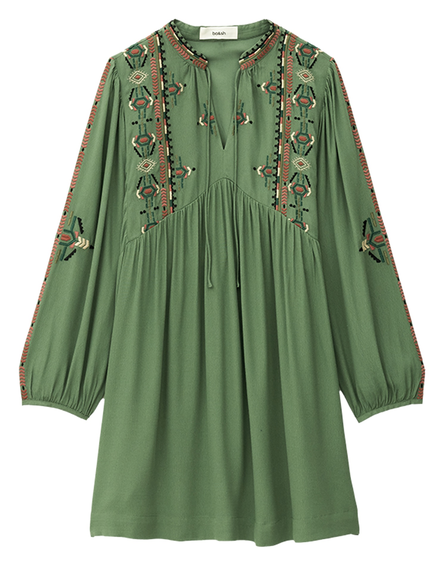 Robe courte ample brodée telma BA&SH Vert