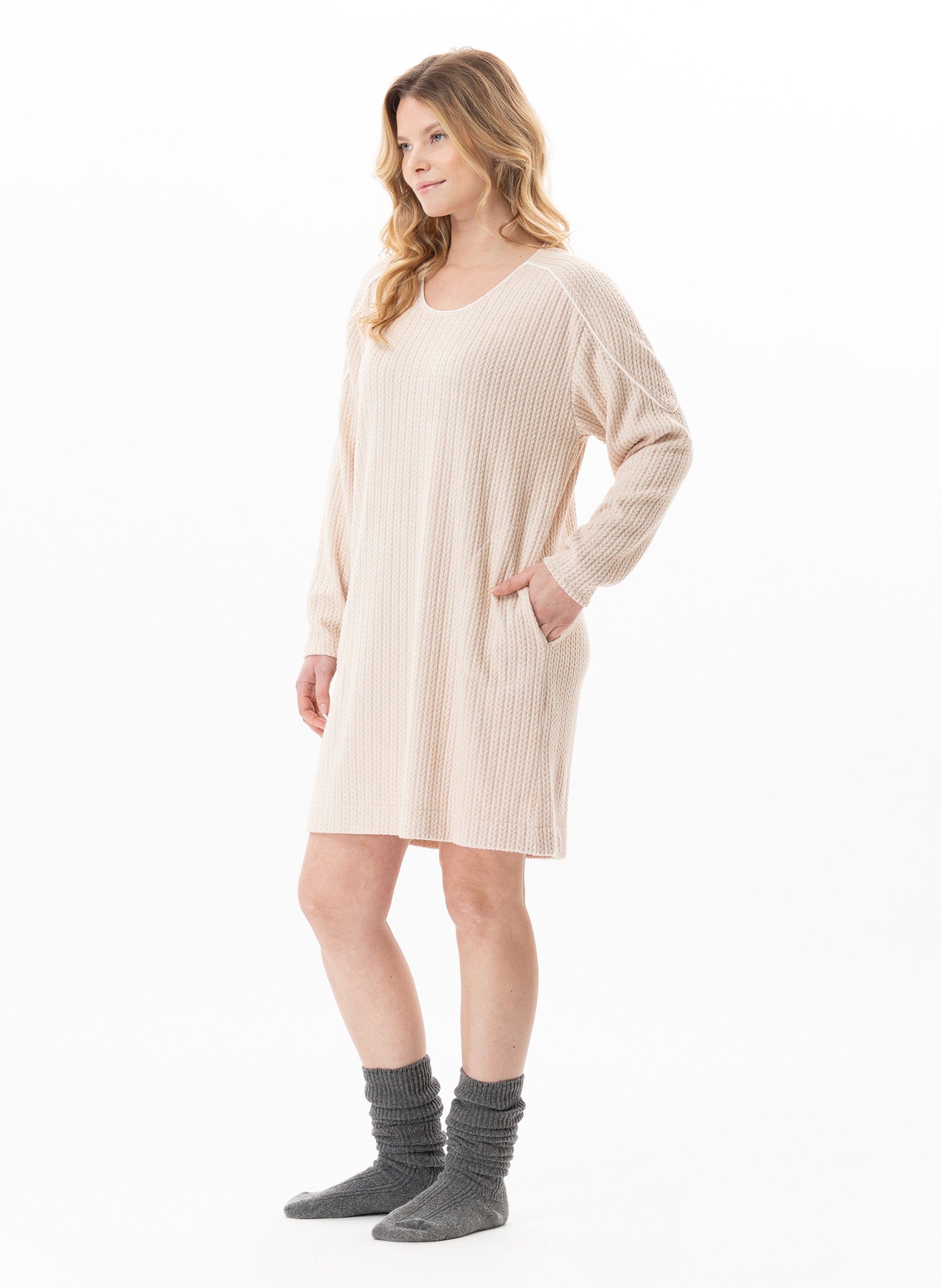 Robe en maille tricot shetland 140 LE CHAT Beige
