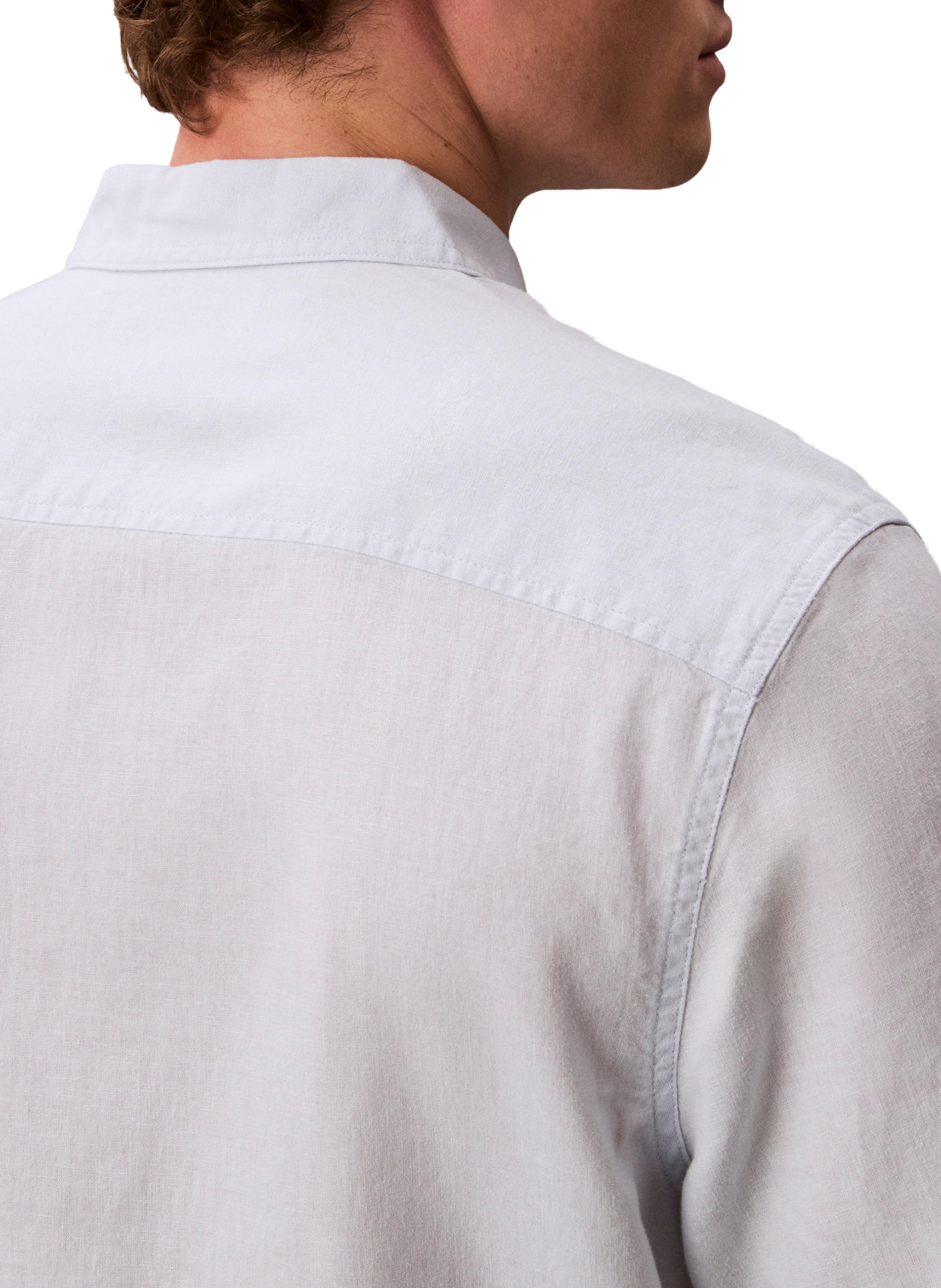 Chemise droite manches courtes en lin mélangé CALVIN KLEIN Bleu