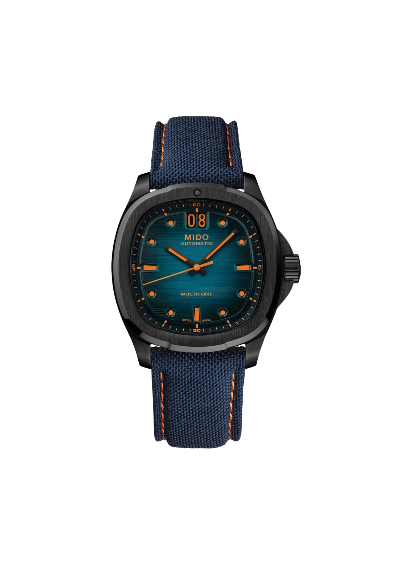 Montre Multifort TV Big Date en acier inoxydable MIDO Bleu