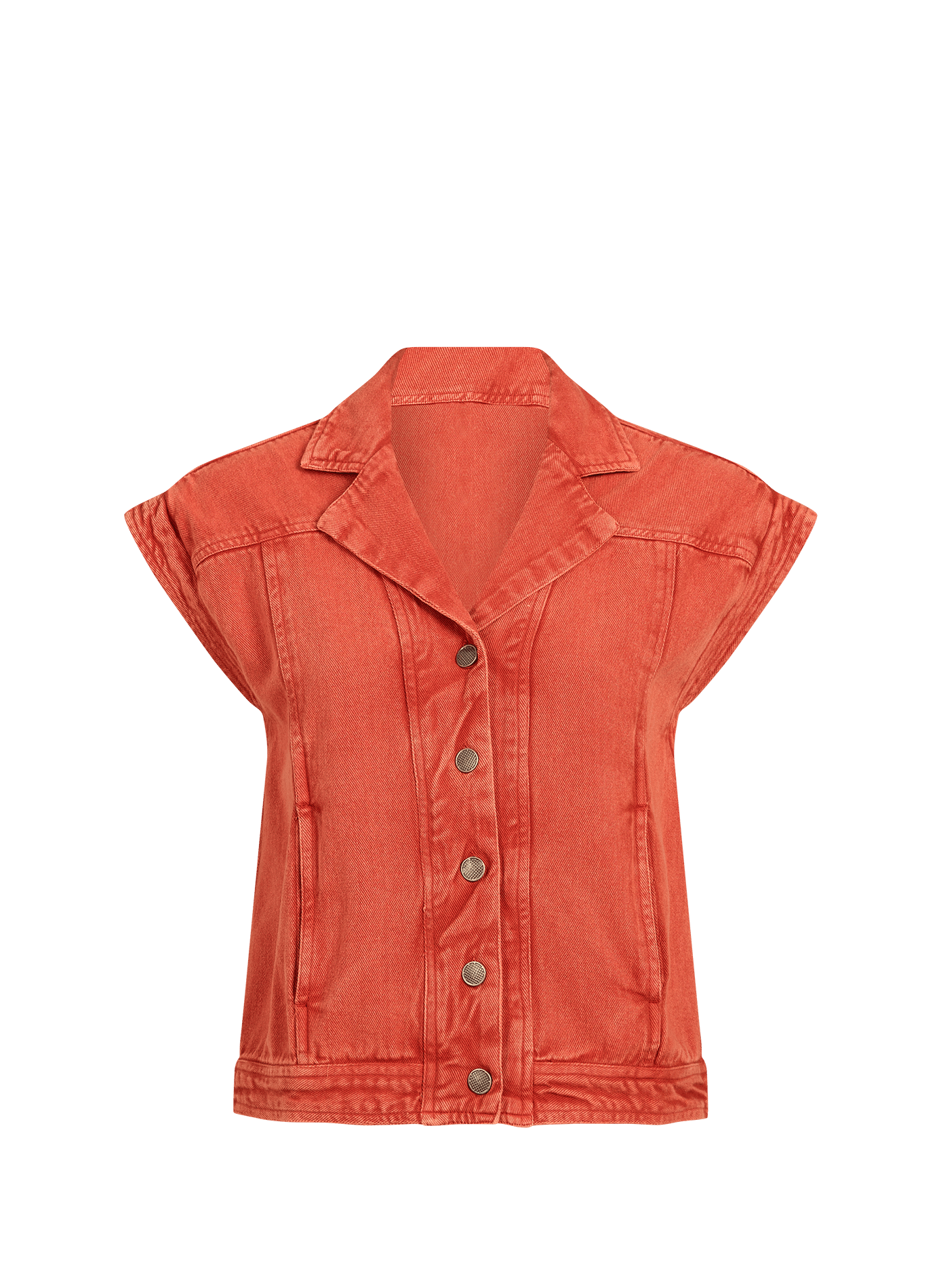 Veste denim sans manches en coton VILA Rouge