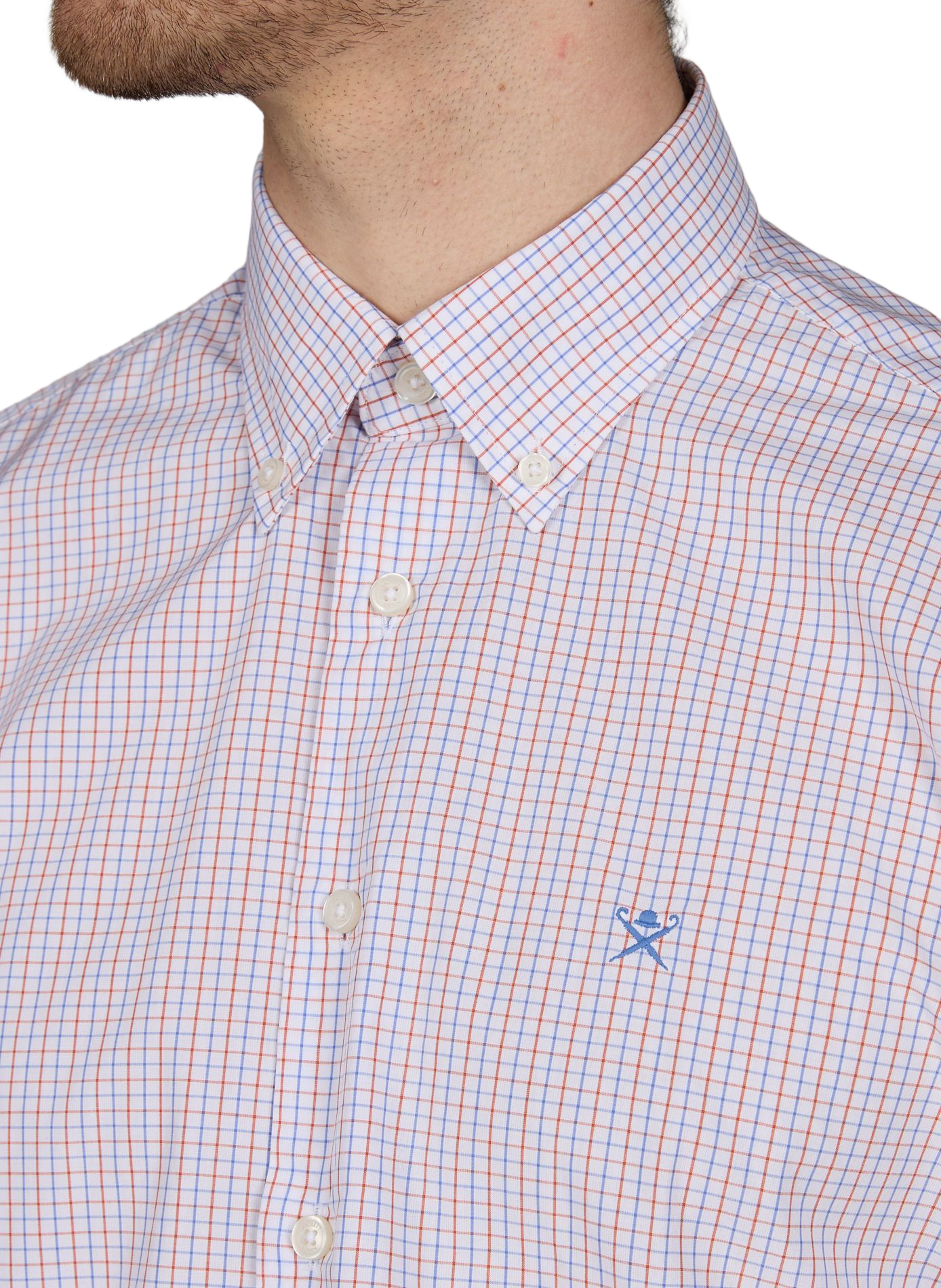 Chemise à carreaux en coton HACKETT Rouge