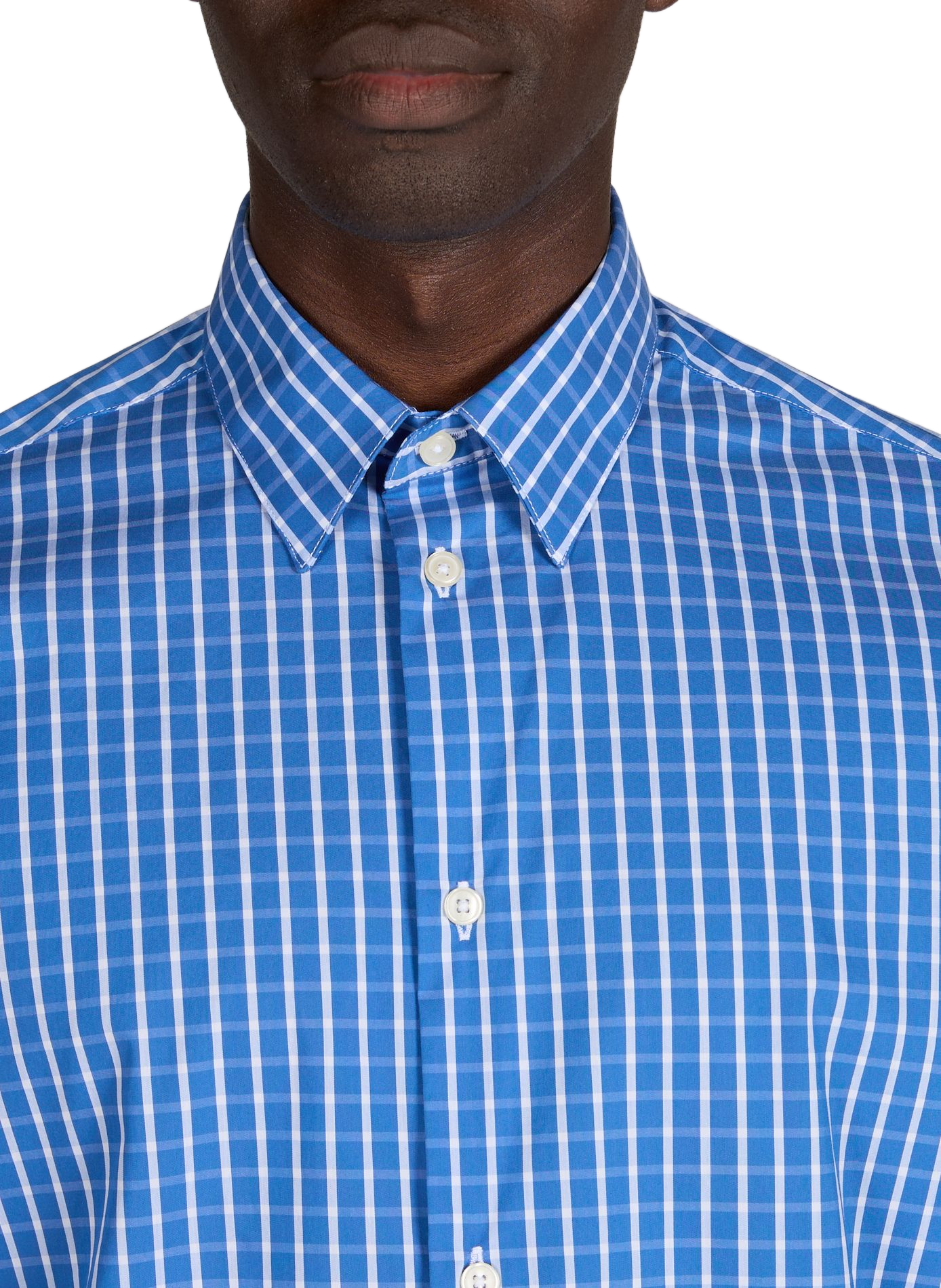 Chemise manches courtes à carreaux en coton AU PRINTEMPS PARIS Bleu