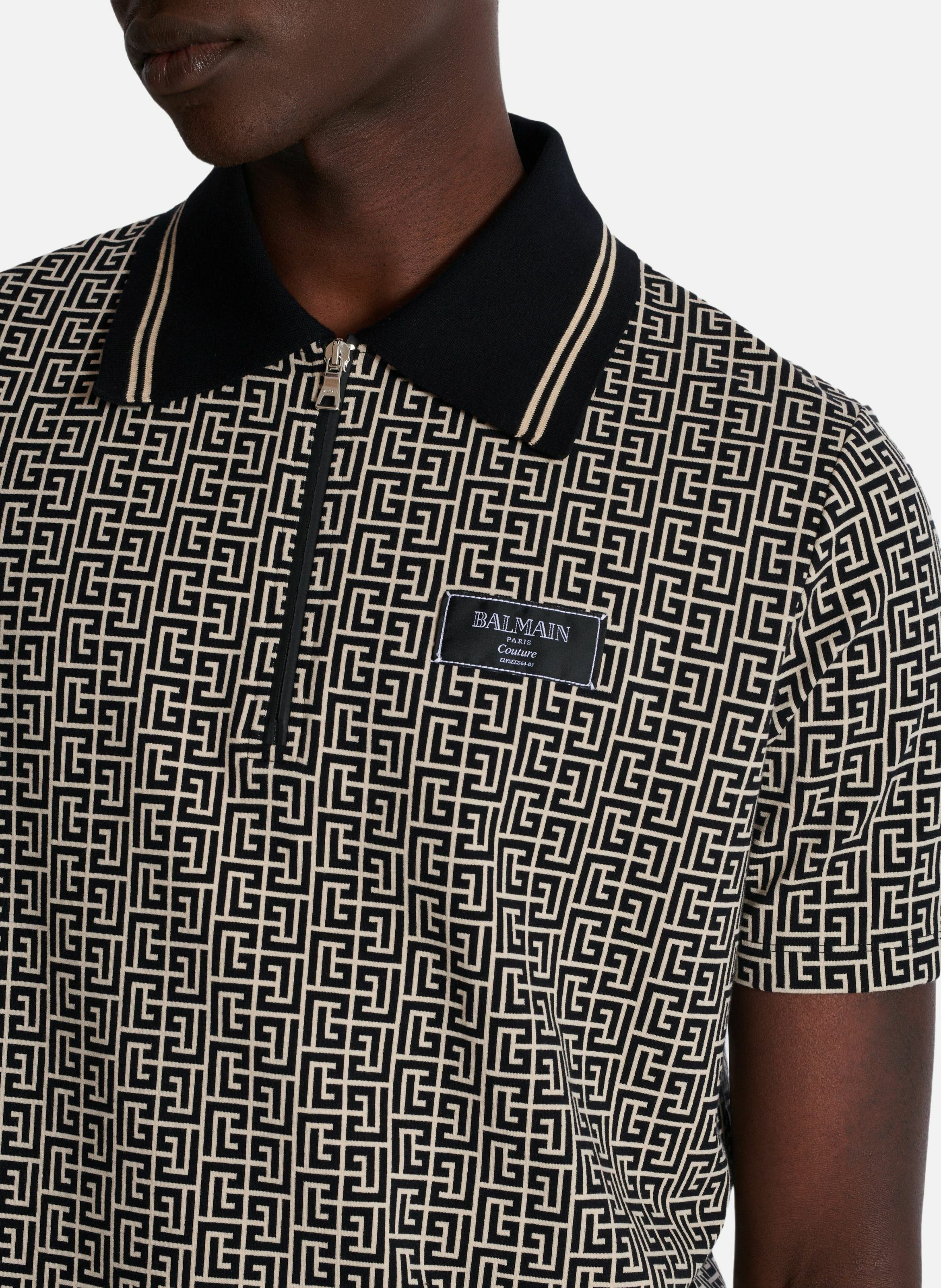 Polo en jacquard à monogramme pb labyrinthe BALMAIN Noir