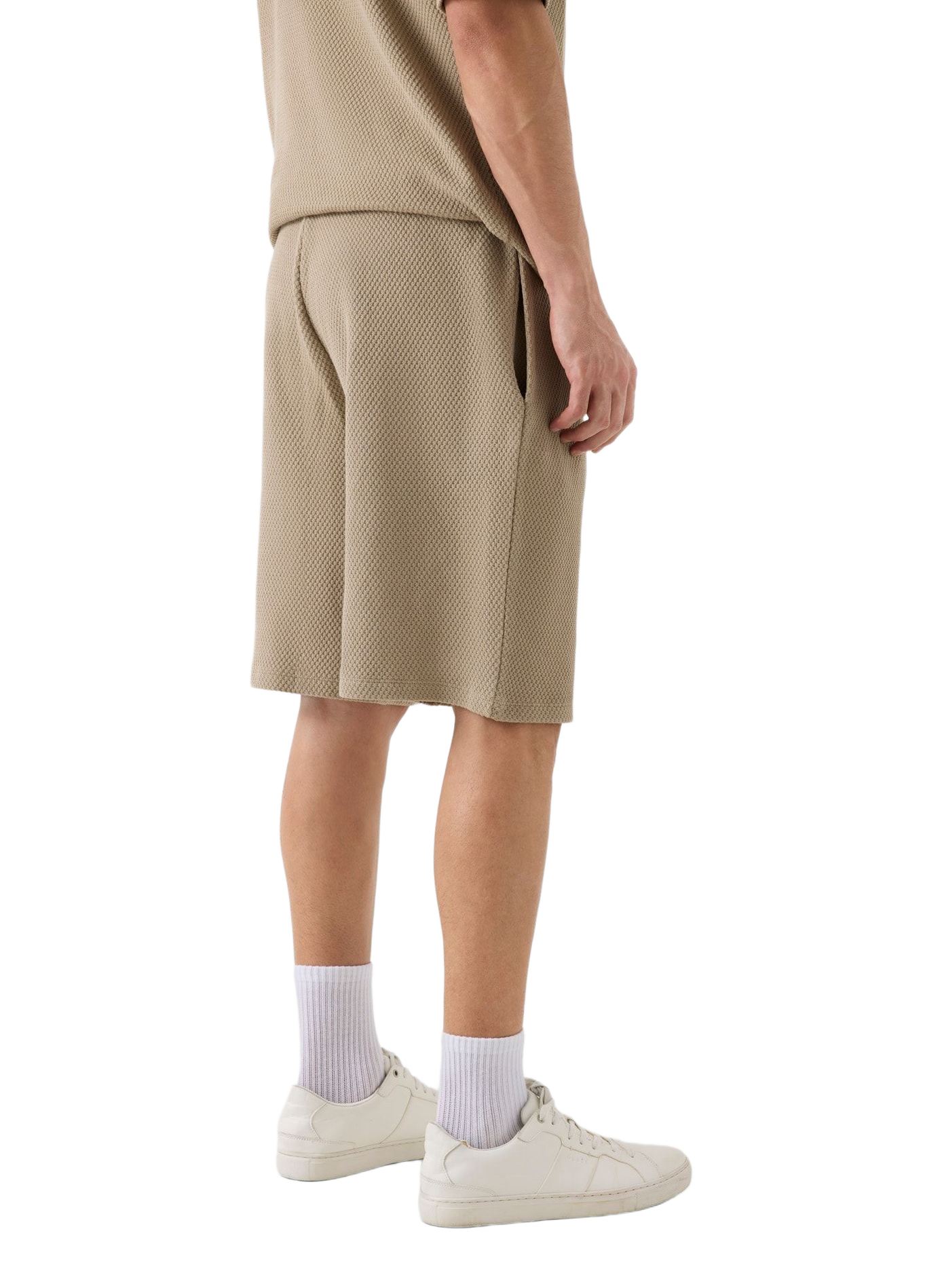 Short à taille élastiquée en maille de coton GUESS Beige