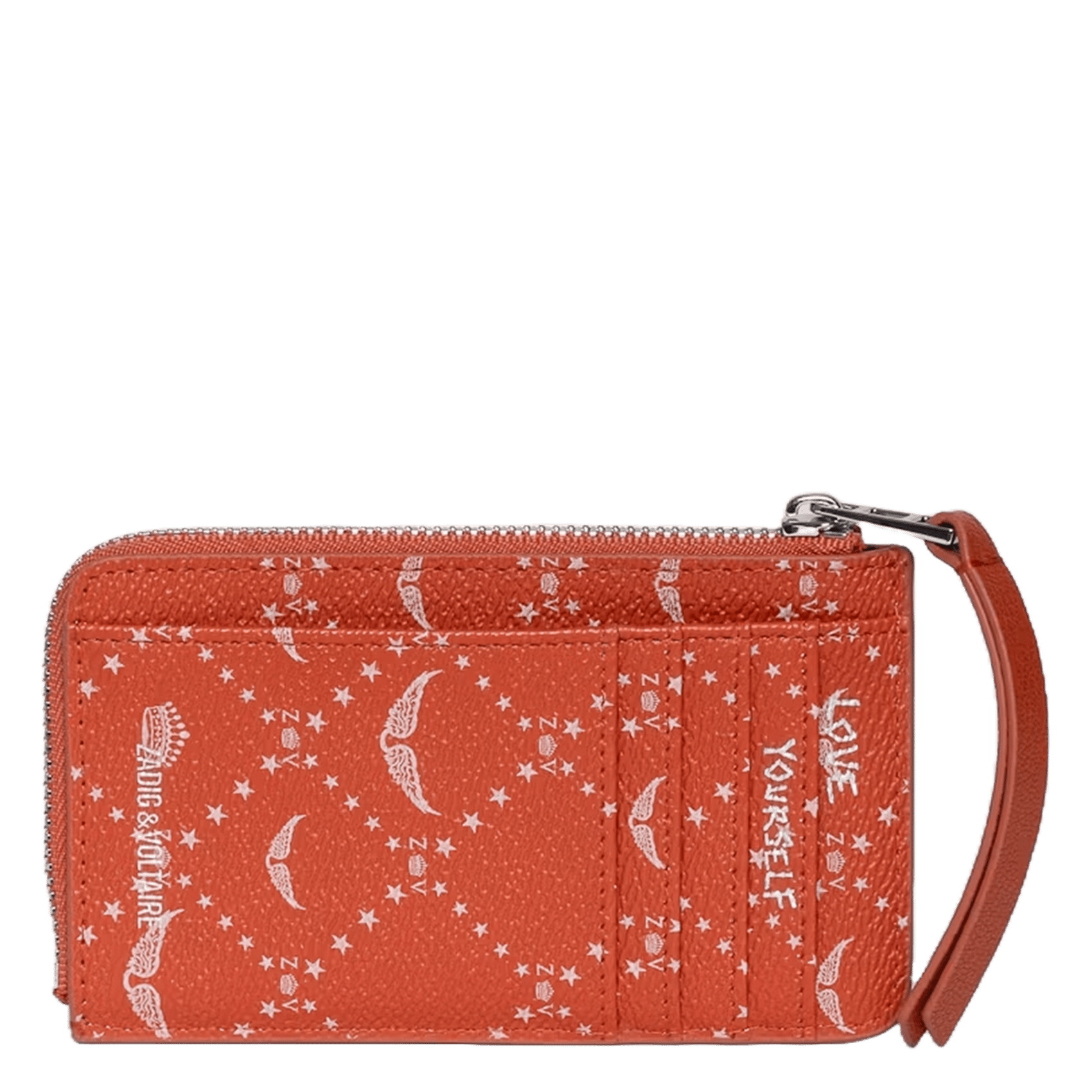 Embossed shiny leather card holder zv card ZADIG&VOLTAIRE Orange