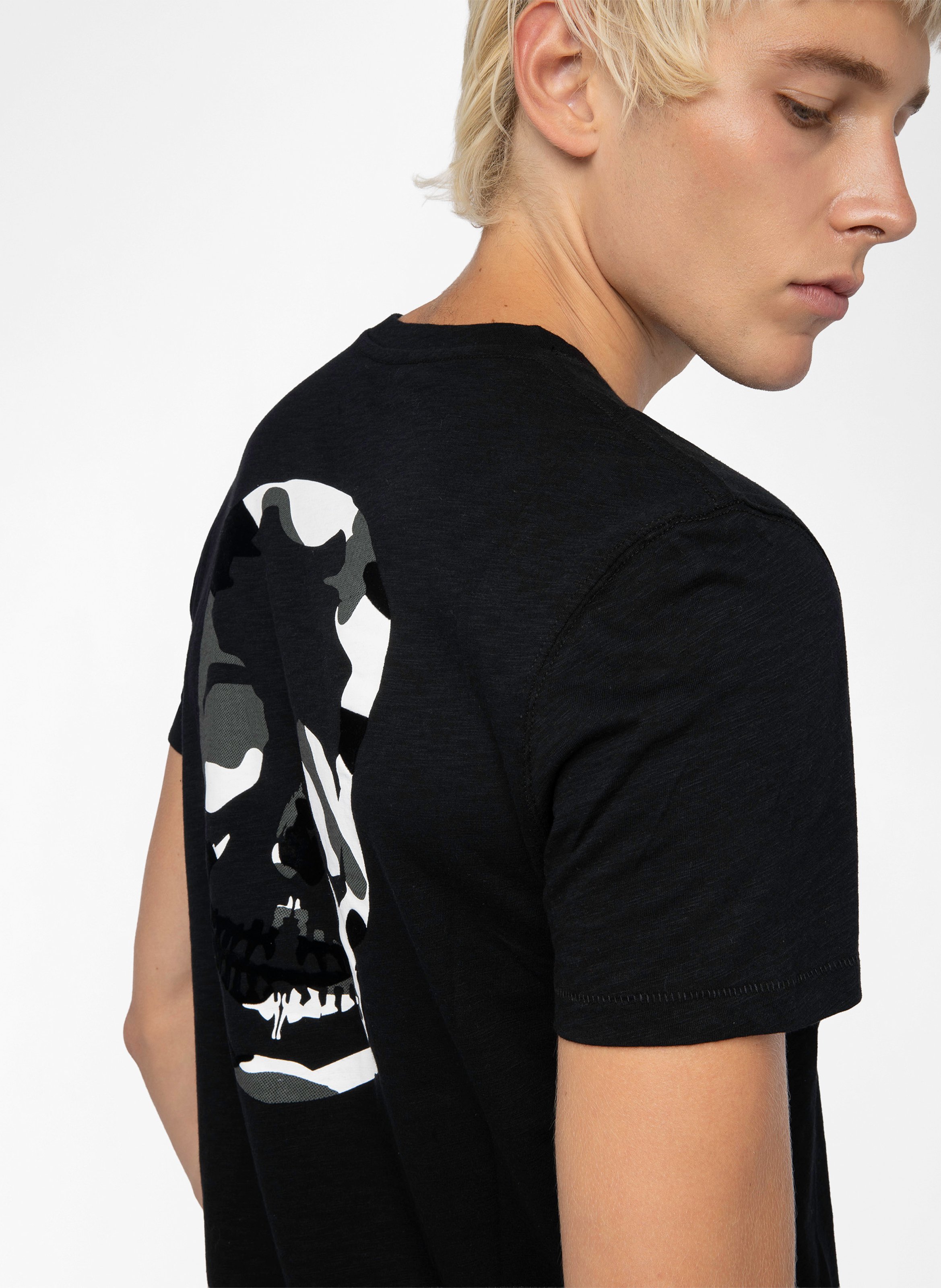 Tee-shirt droit col rond sérigraphié en coton stockholm ZADIG&VOLTAIRE Noir