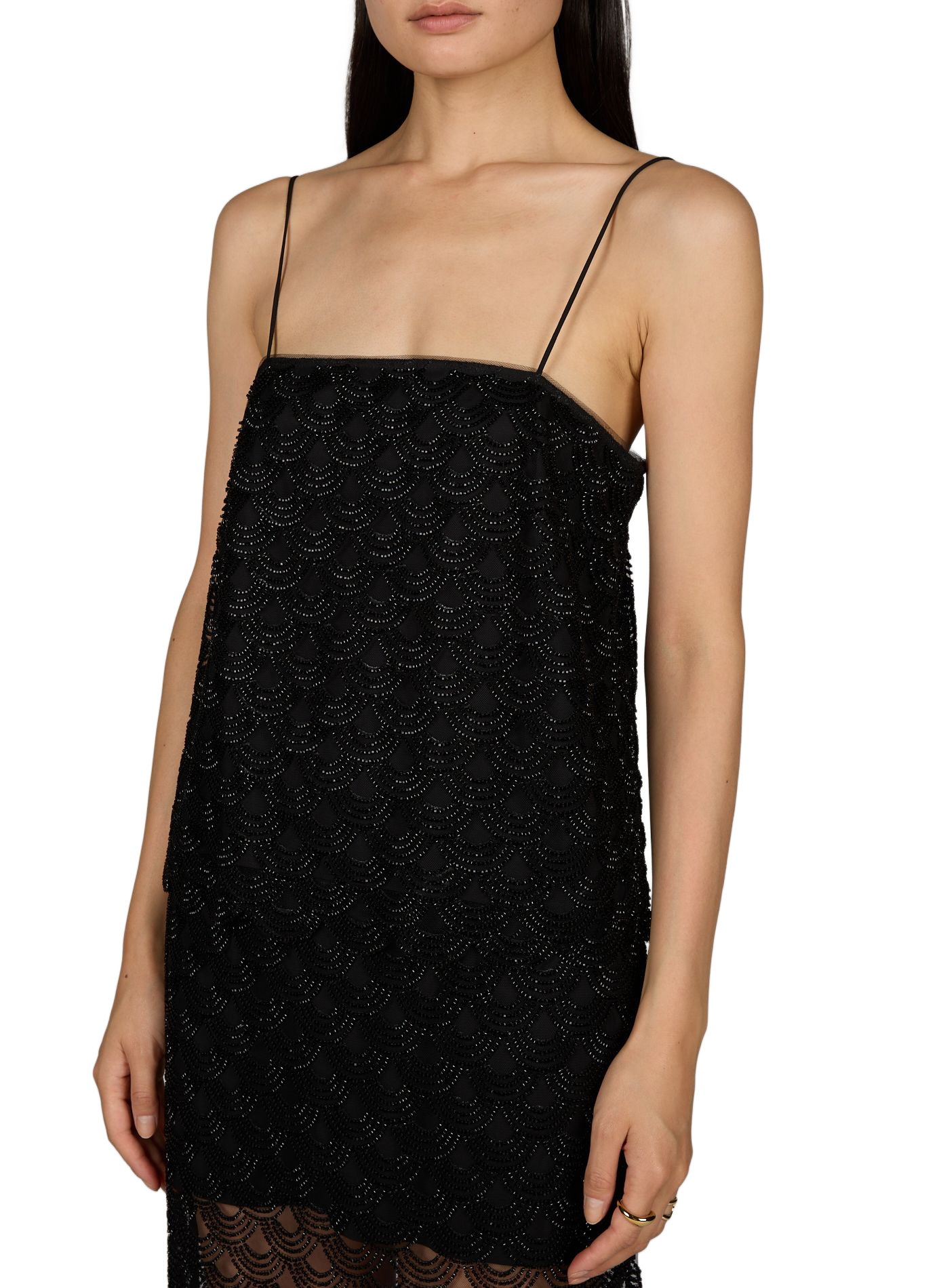Top with thin strap in pattern ROTATE Black