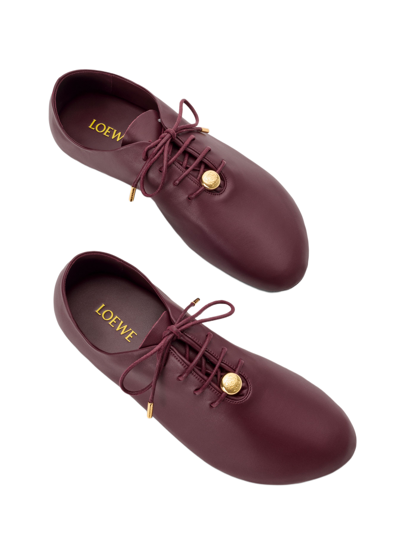 Souliers à lacets Pebble Soft en cuir d'agneau nappa LOEWE Rouge
