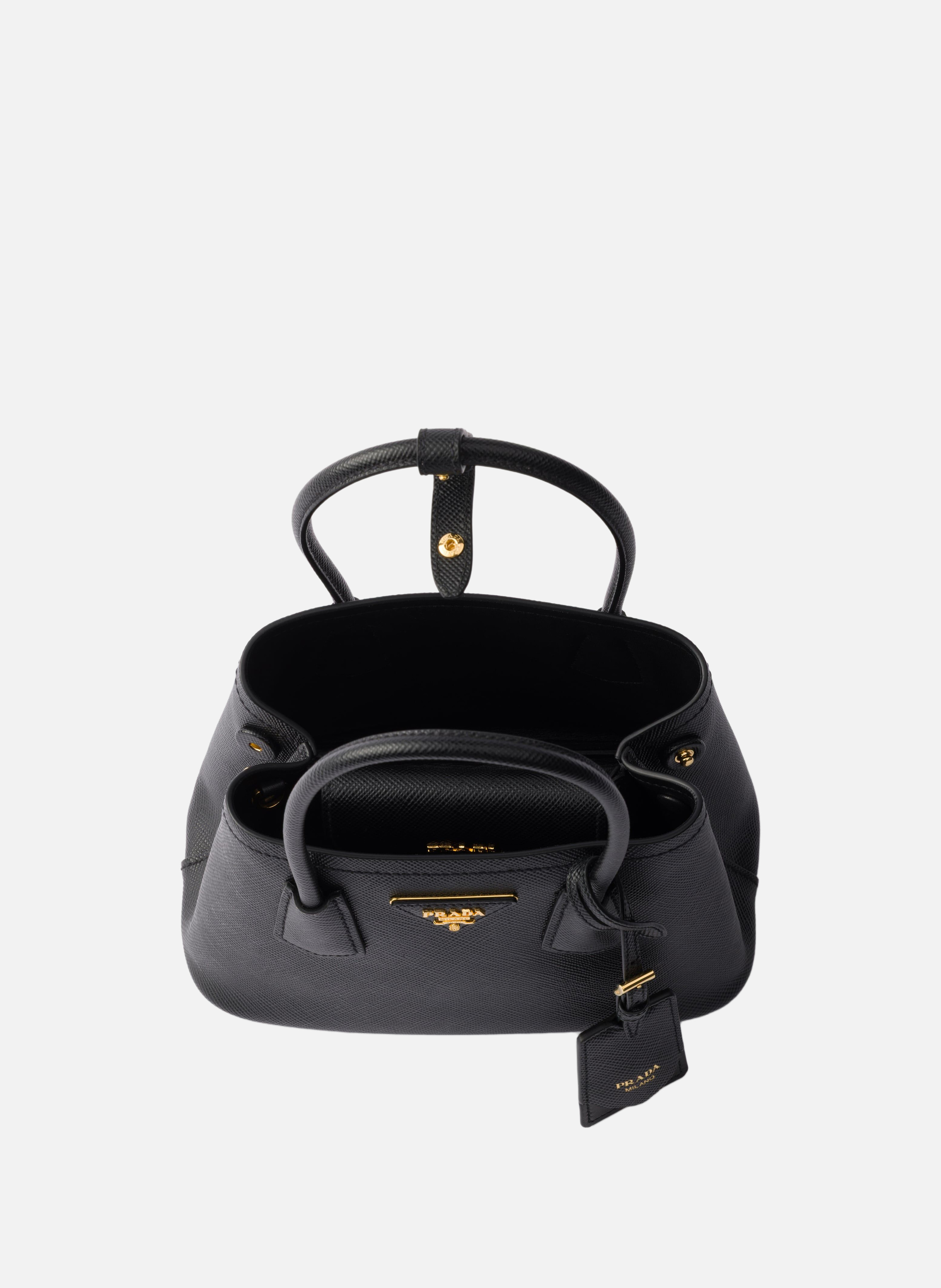 Mini sac prada double en cuir saffiano PRADA Noir