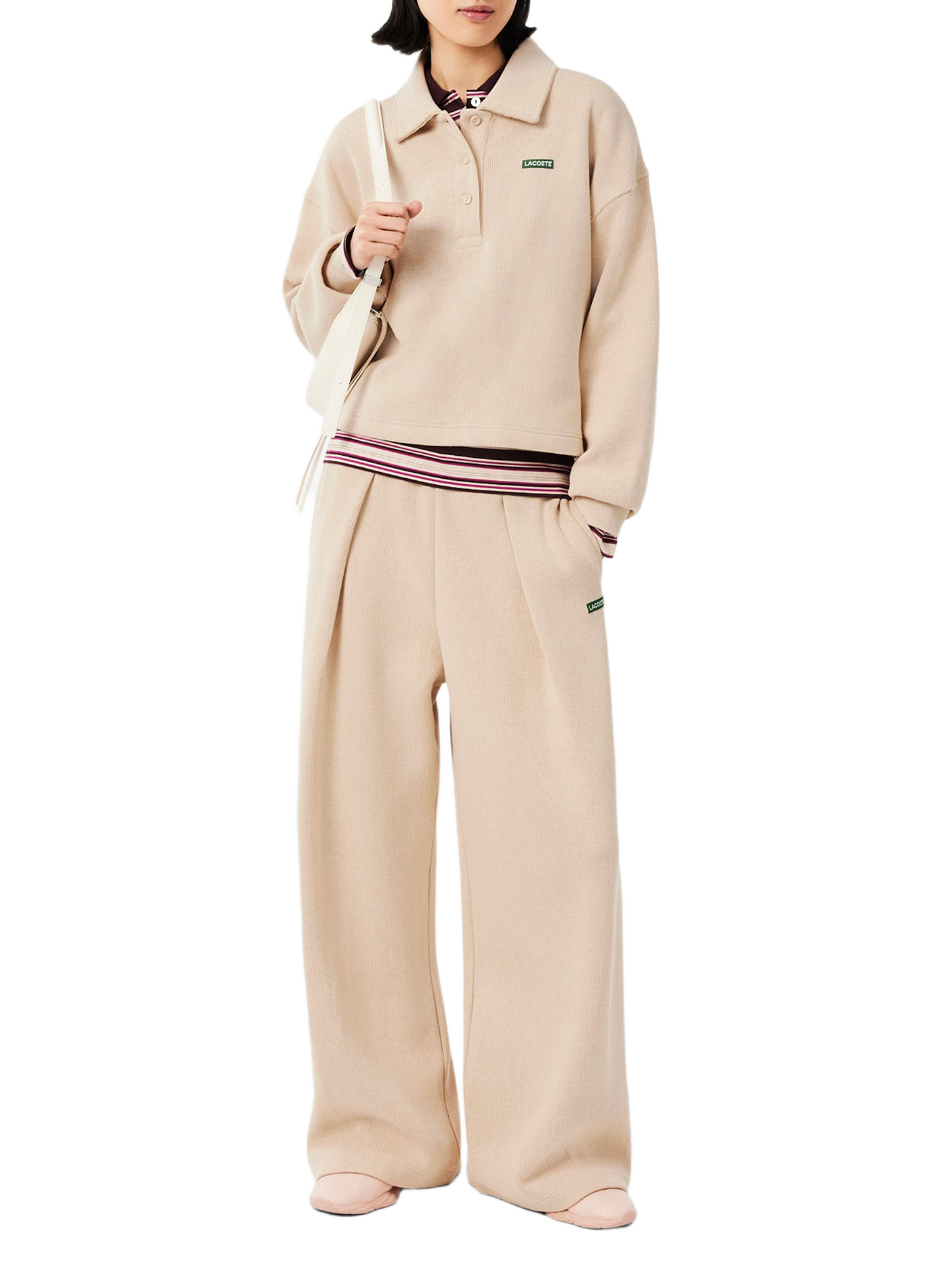 Weite Hose aus Baumwollmischung LACOSTE Beige