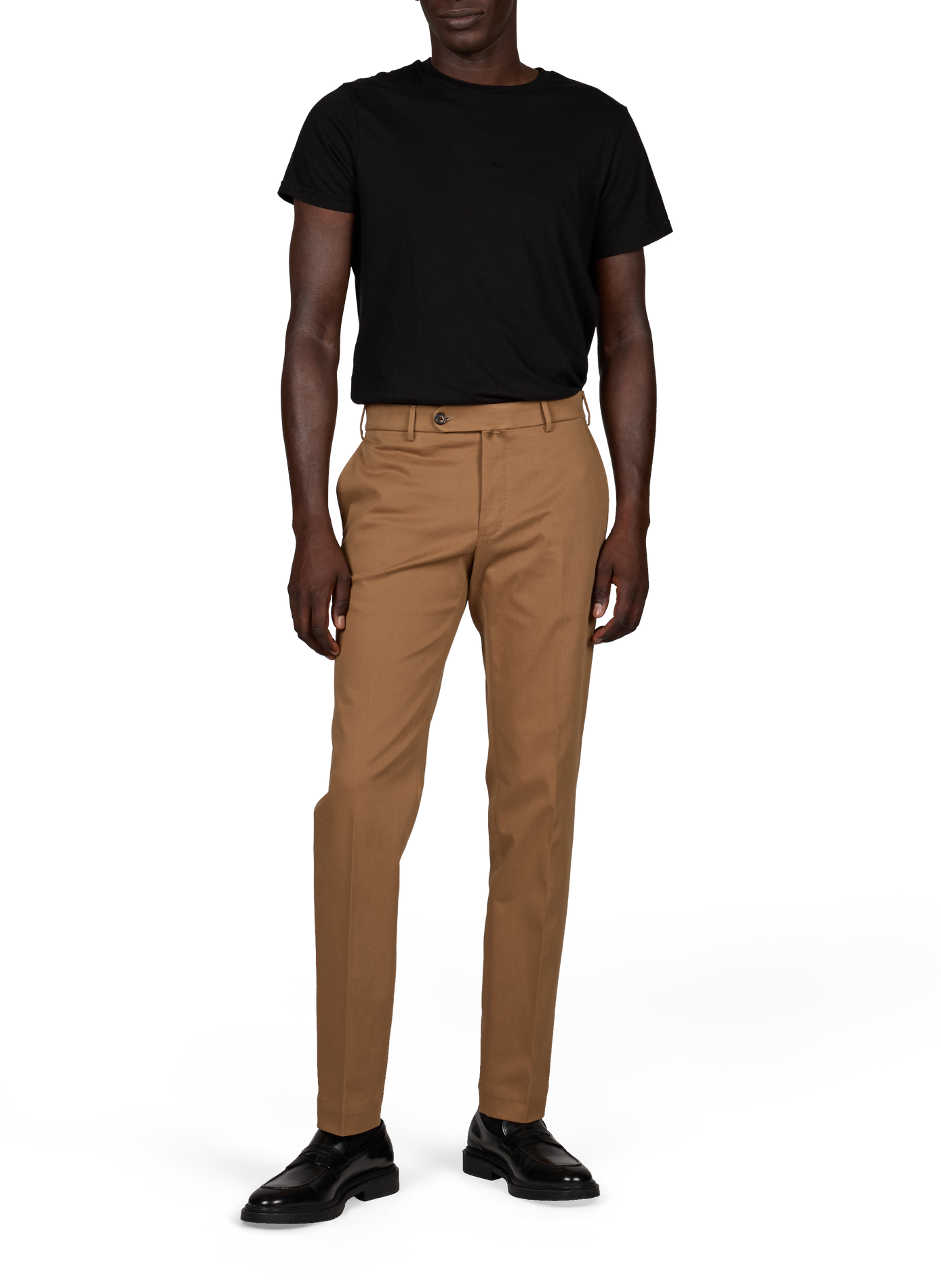 Pantalon droit à plis en coton mélangé SLOWEAR Marron