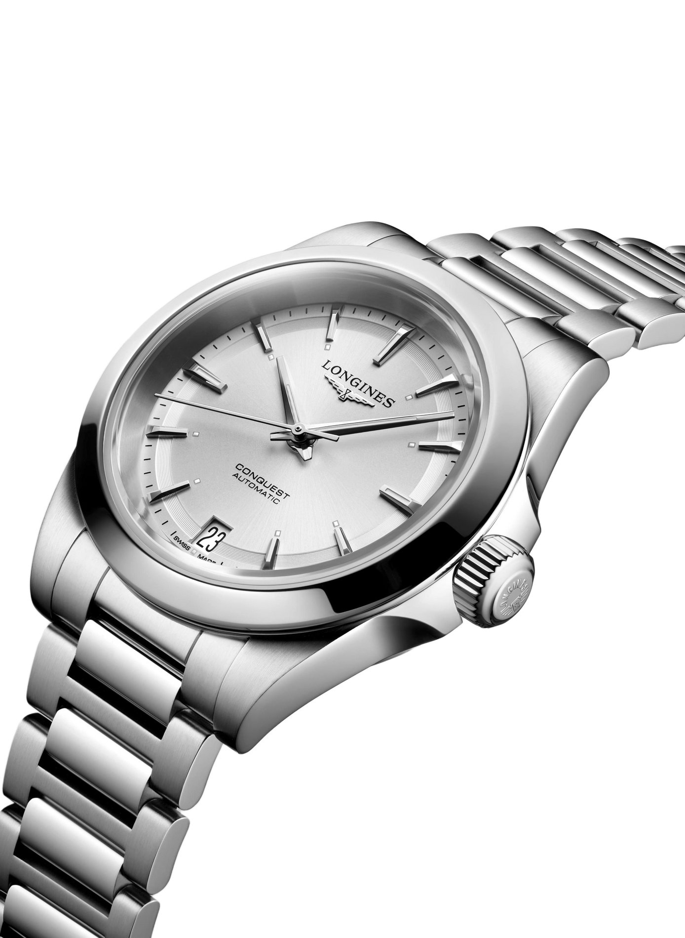 Montre automatique Conquest 2023 en acier inoxydable LONGINES Blanc