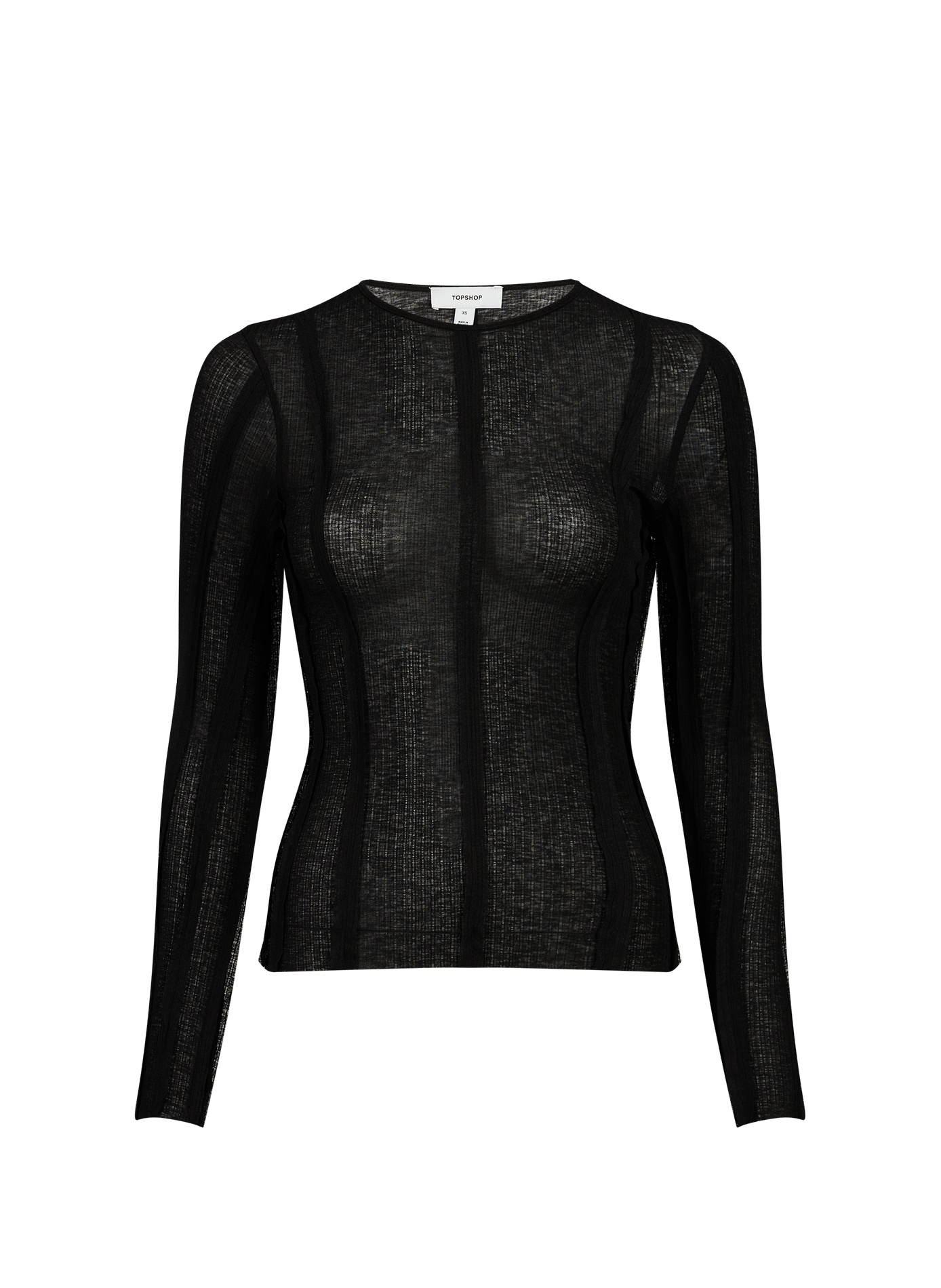 Fitted long-sleeve Belma T-shirt TOPSHOP Black