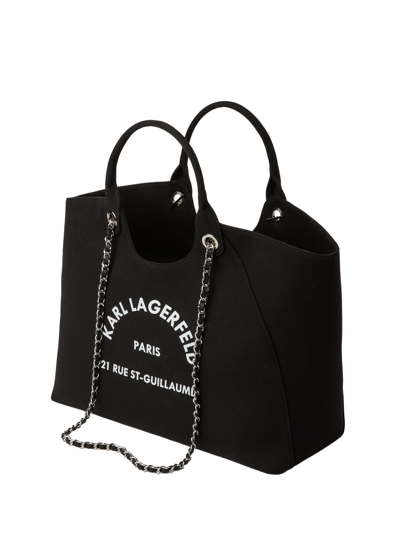 Sac à main imprimé en coton KARL LAGERFELD Noir