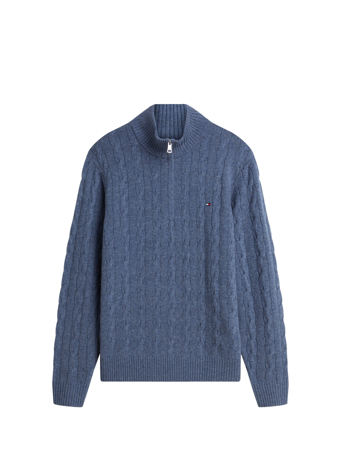 Pull col zippé en laine mélangée TOMMY HILFIGER Bleu