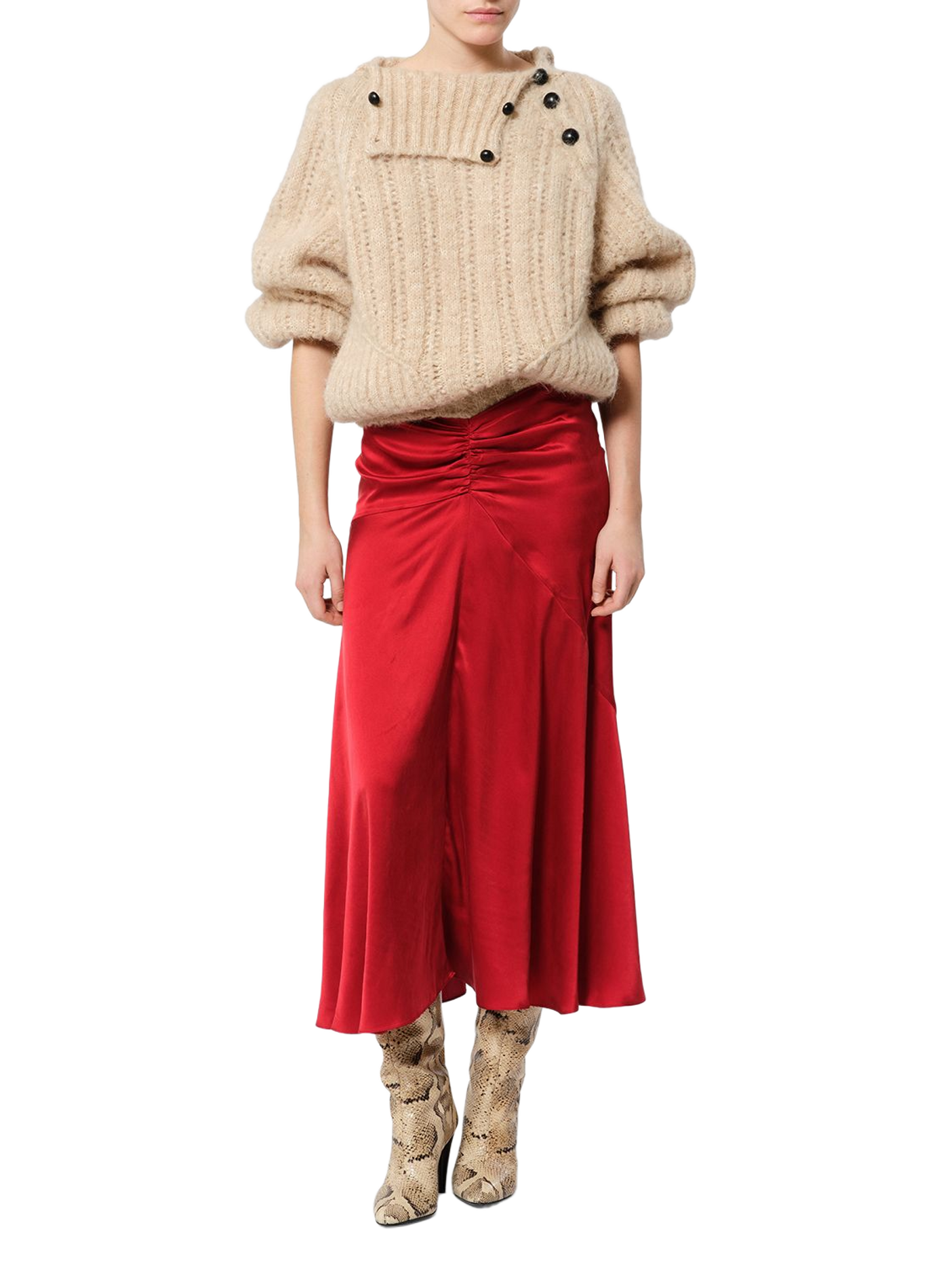 LAREN Seidenrock mit geraffter Taille ISABEL MARANT Rot