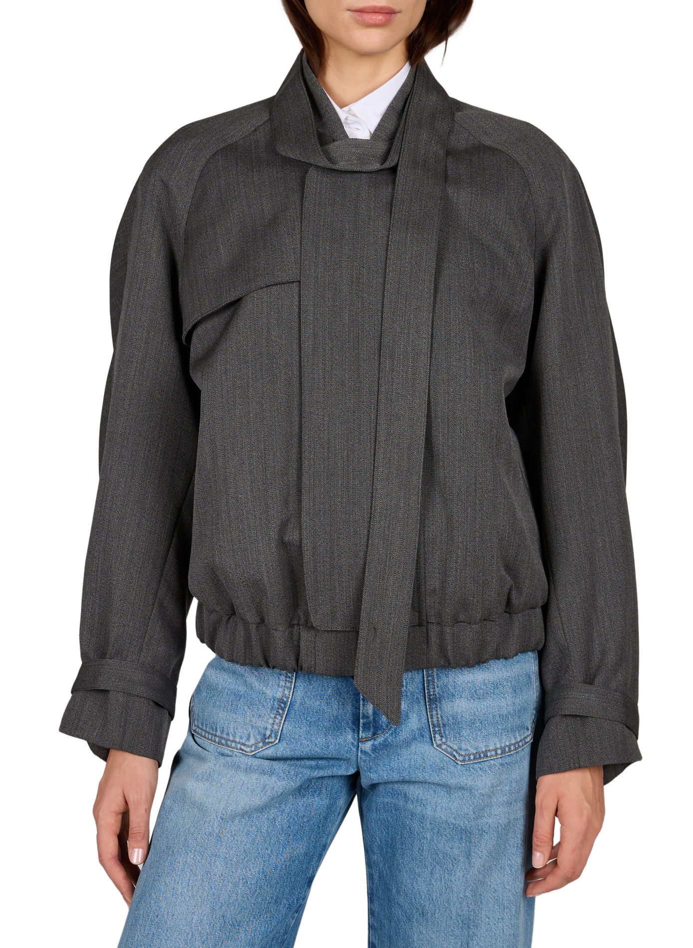 Veste écharpe intégrée en laine  VICTORIA BECKHAM Gris