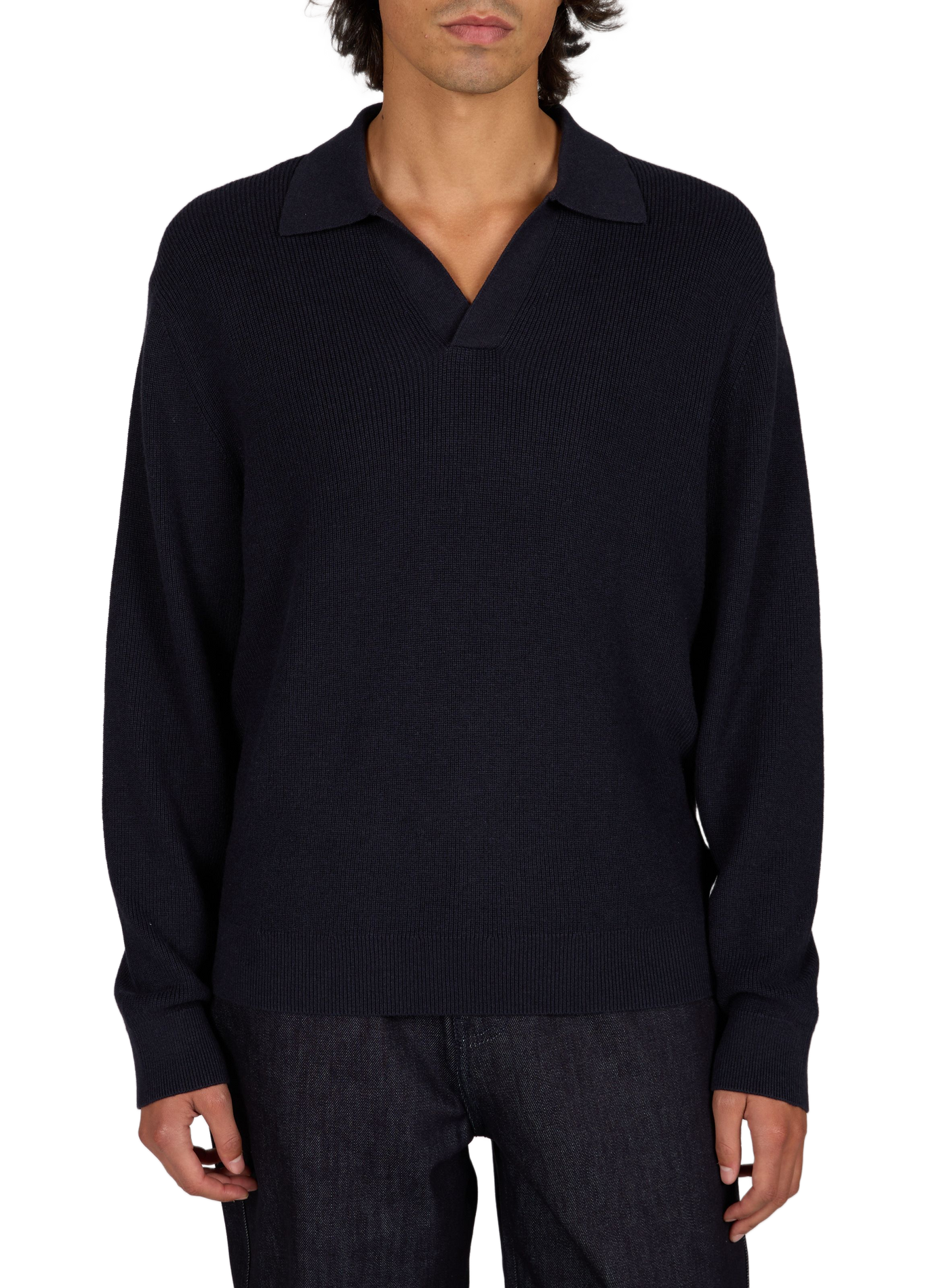 Trui met effen polokraag NN.07 Blauw