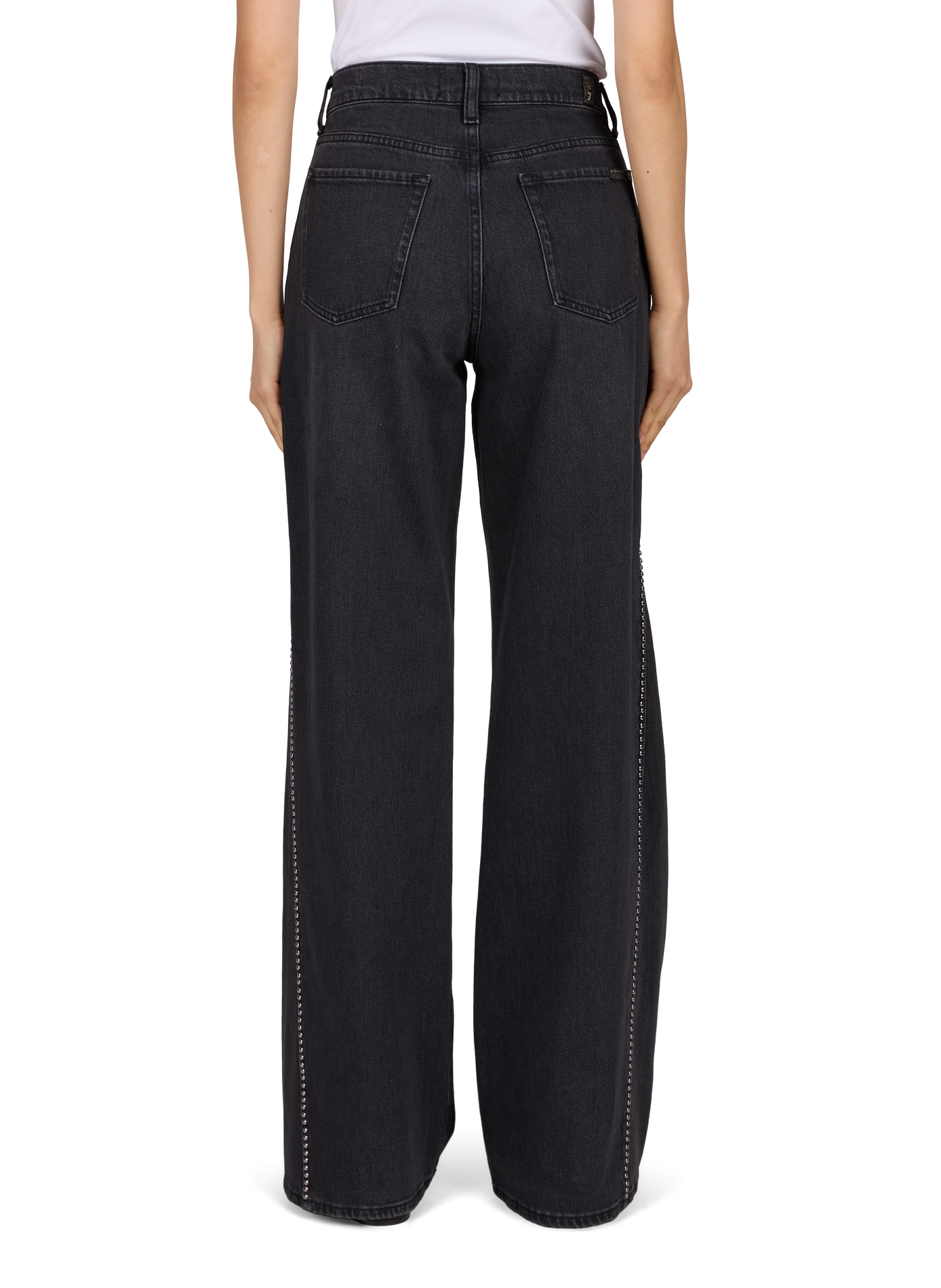 Cotton blend jeans embellished with studs 7 FOR ALL MANKIND Black