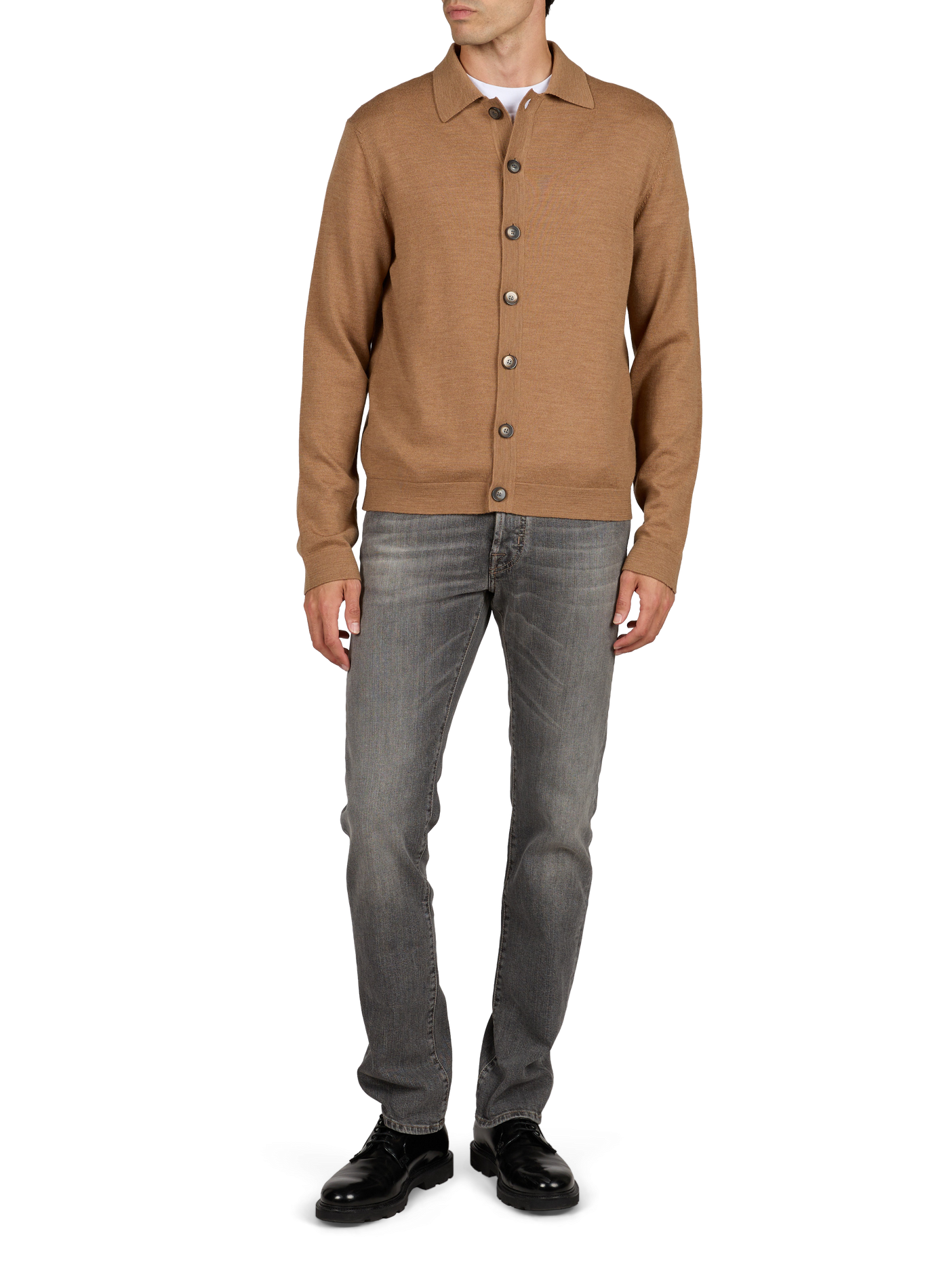 Gerade geschnittener Woll-Cardigan mit Knopfleiste HERNO Braun