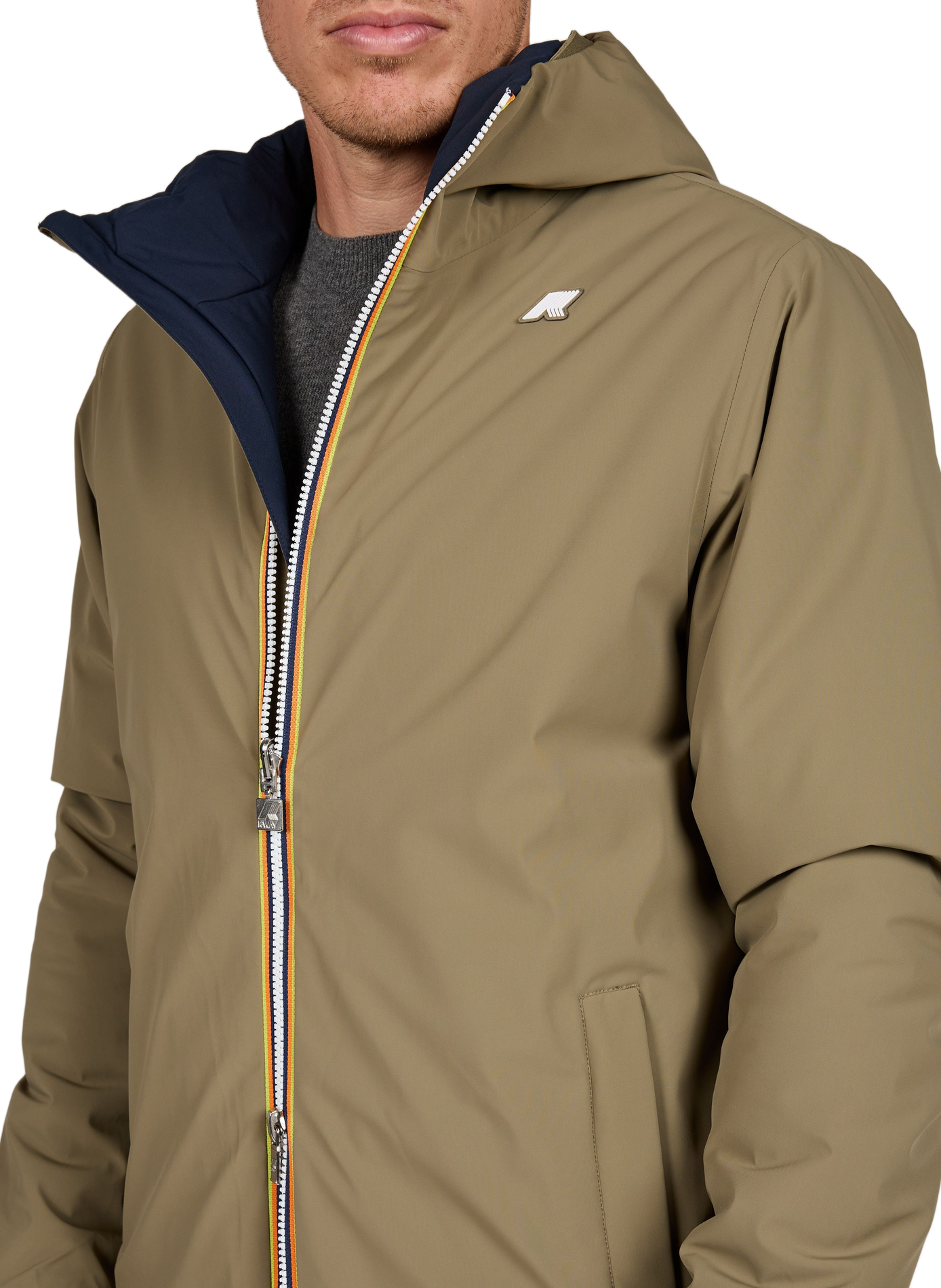 Parka réversible mi-longue Jacob St Warm K-WAY Kaki