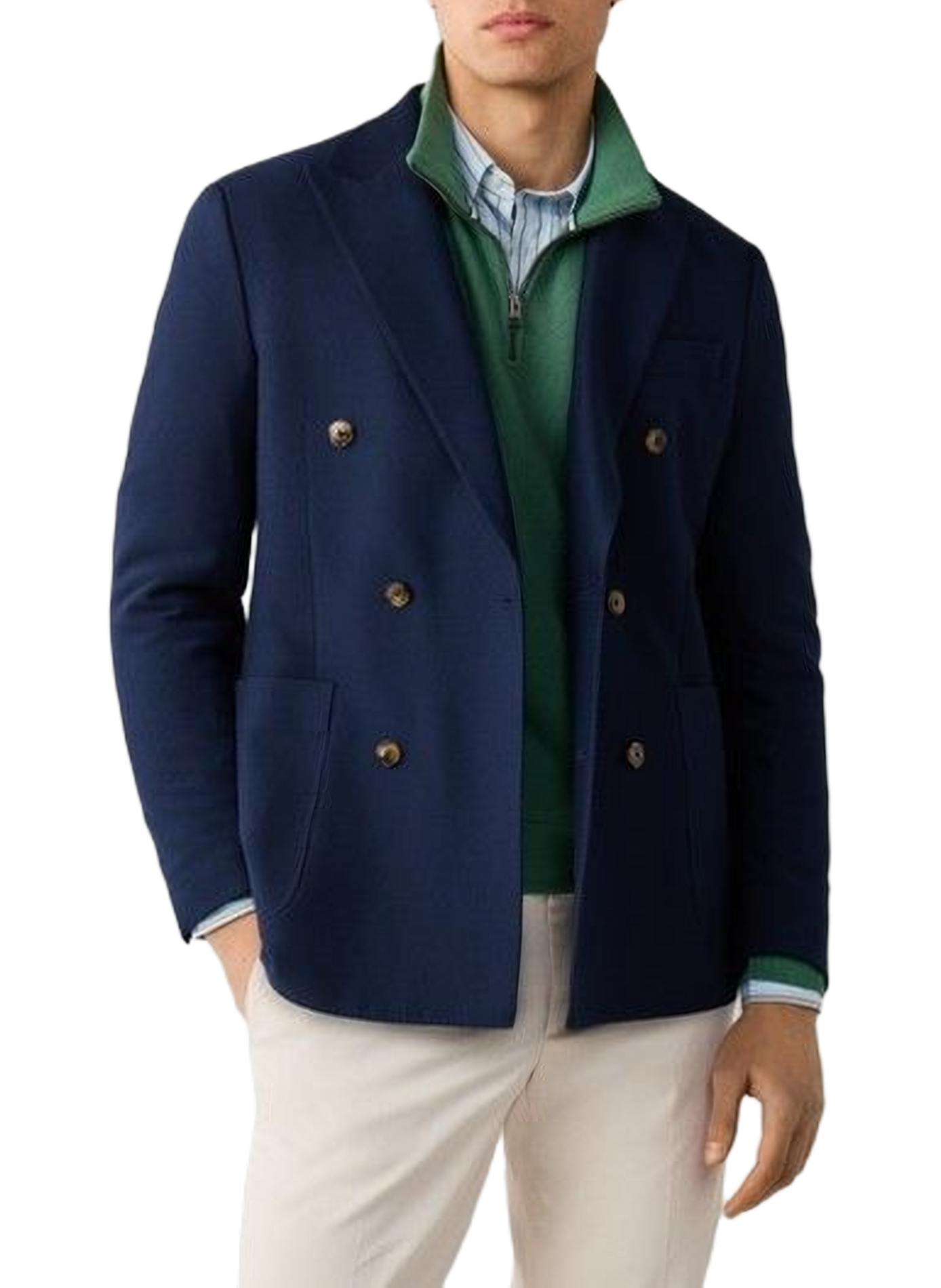 Blazer in blended cotton with tailored collar FACONNABLE Blue