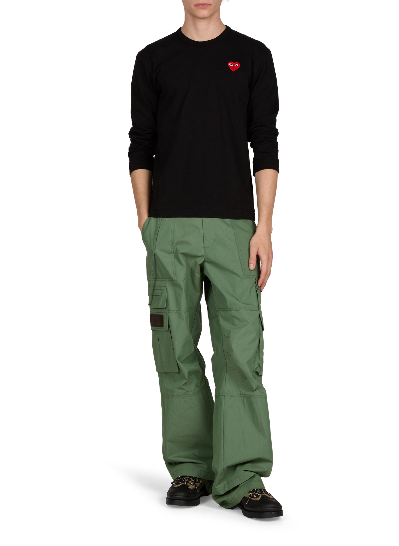 T-Shirt mit Rundhalsausschnitt und Stickerei aus Baumwolle COMME DES GARCONS PLAY Schwarz