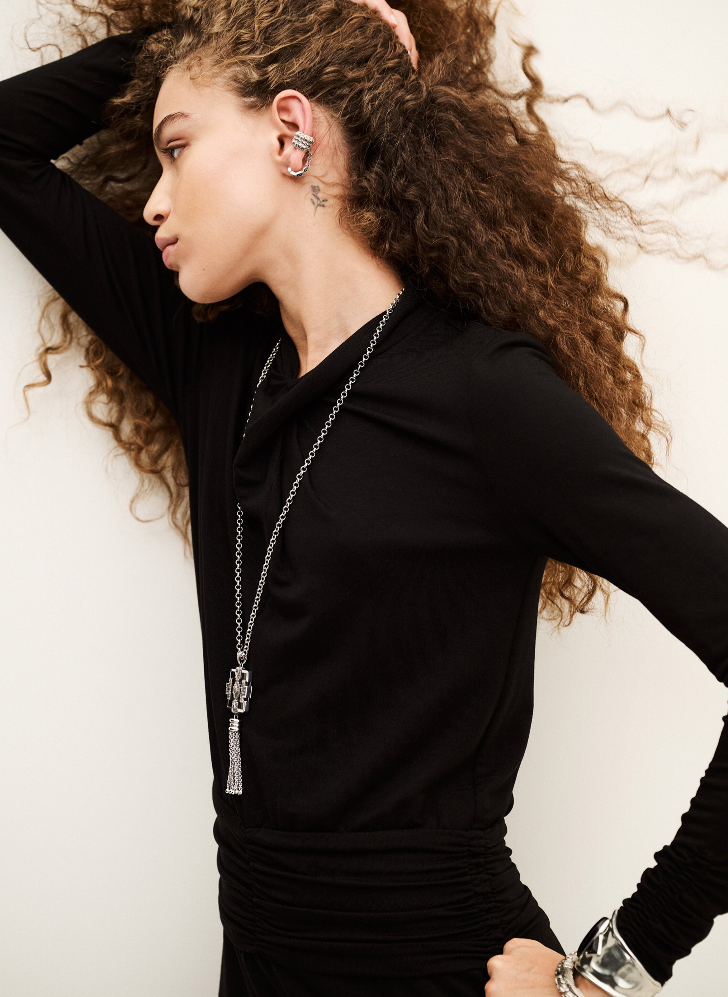 Robe longue drapée unie jema BA&SH Noir