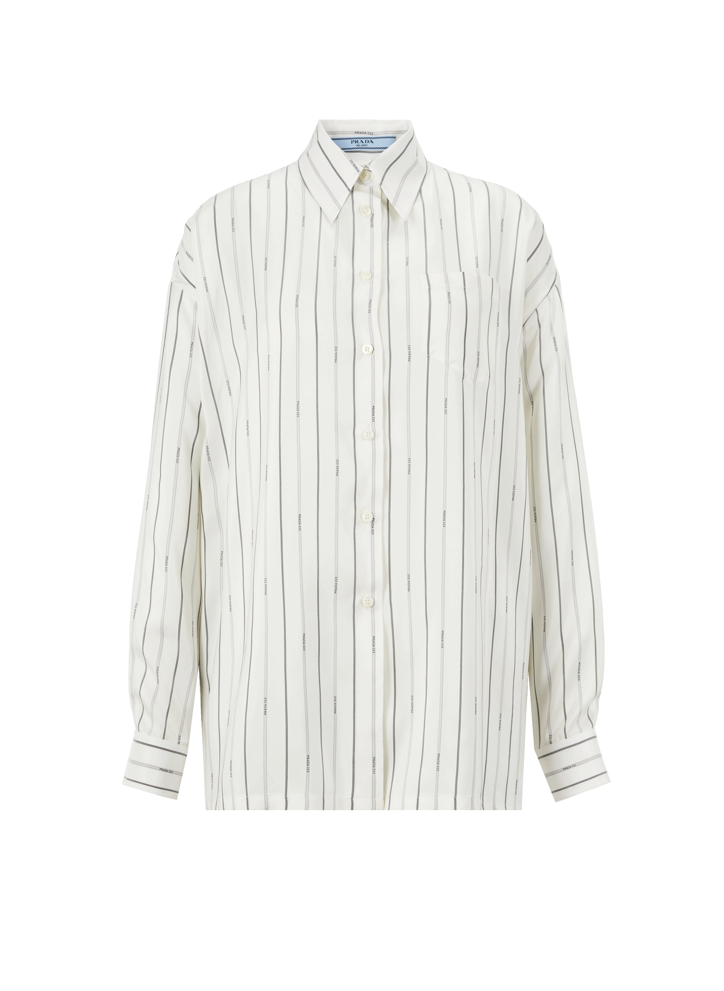PRADA Striped shirt with logo Beige