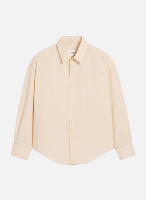 Chemise coupe boxy ami de coeur ton sur ton unisexe Blanc by AMI PARIS AMI PARIS Chemise coupe boxy ami de coeur ton sur ton unisexe Blanc