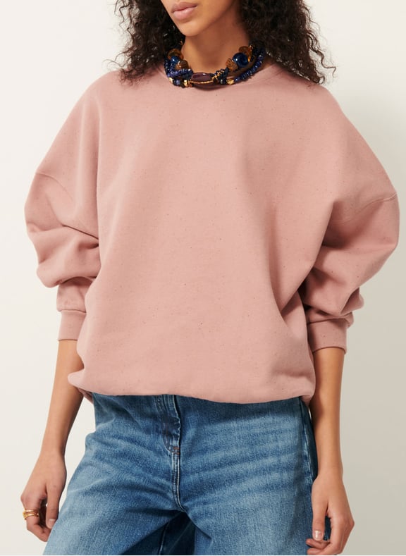 Sweat ample col rond moucheté en coton bio mélangé chebbi Rose by SESSUN SESSUN Sweat ample col rond moucheté en coton bio mélangé chebbi Rose