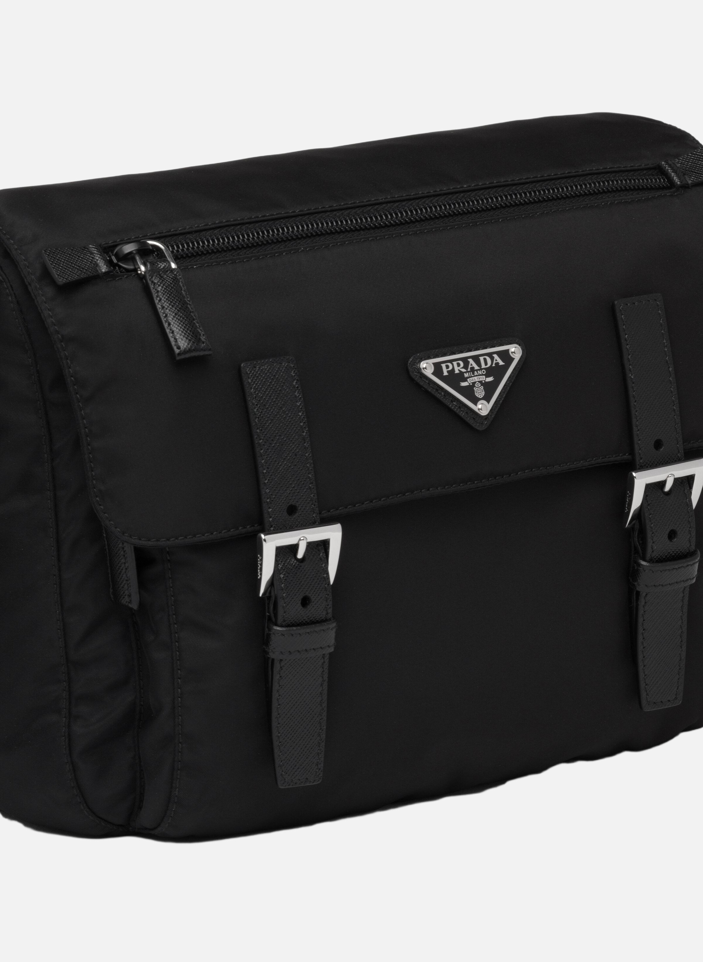 Sac porté épaule en re-nylon PRADA Noir