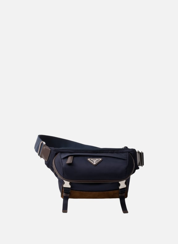 Petit sac porté épaule en re-nylon et cuir Bleu by PRADA PRADA Petit sac porté épaule en re-nylon et cuir Bleu